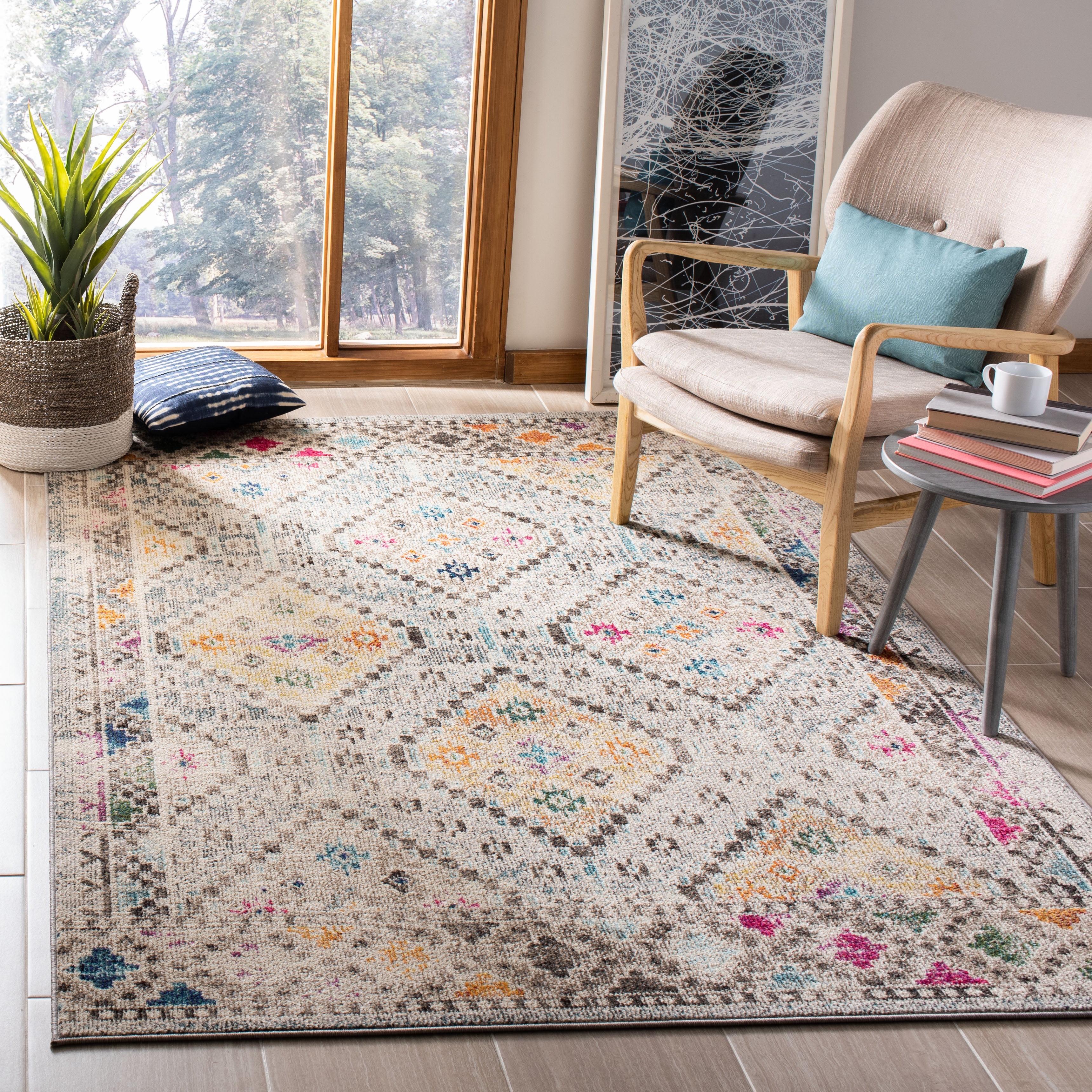 Madison MAD418 Power Loomed Indoor Area Rug - Grey/Yellow - 8'x10' - Safavieh
