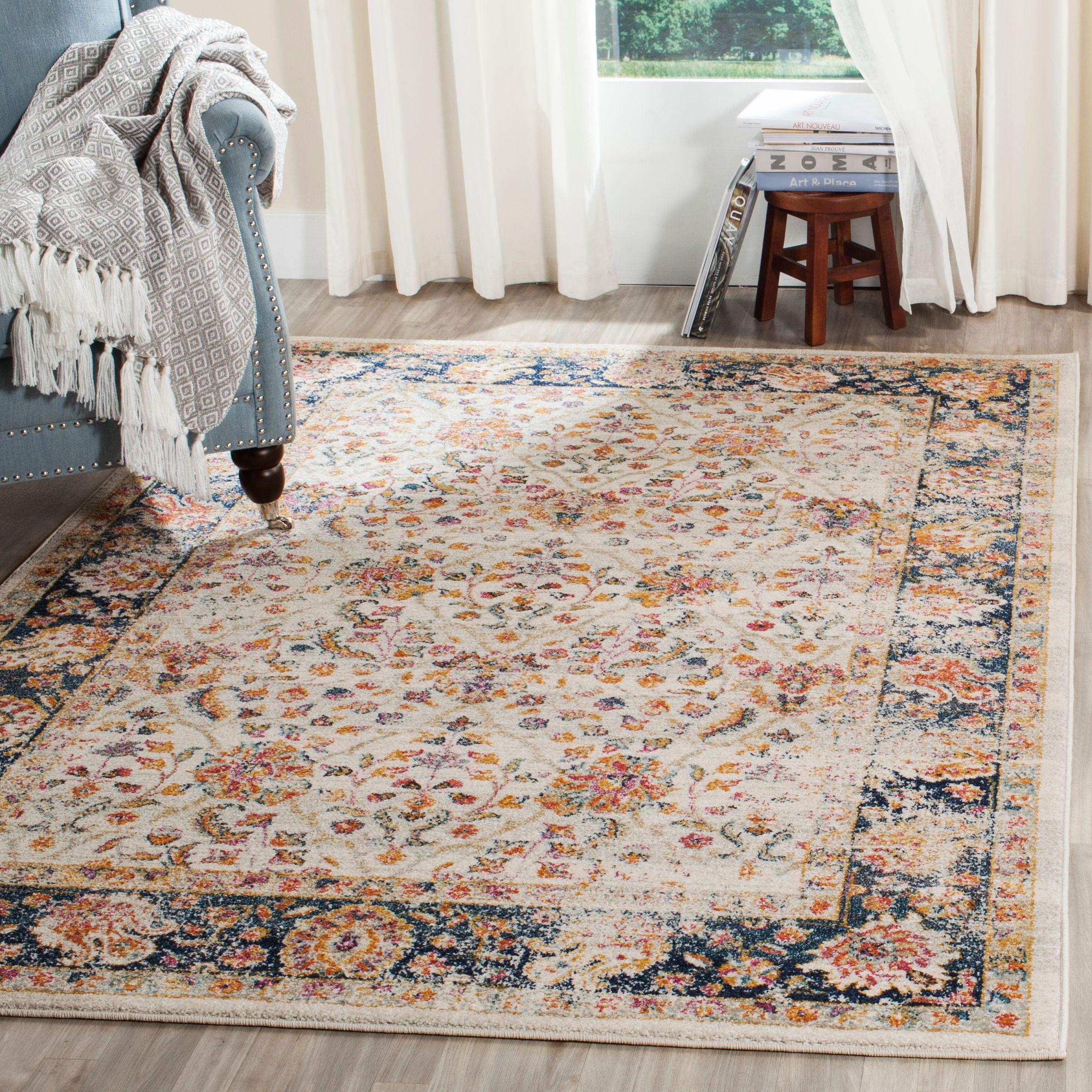 Boho Chic Multi-Color Floral Square Area Rug