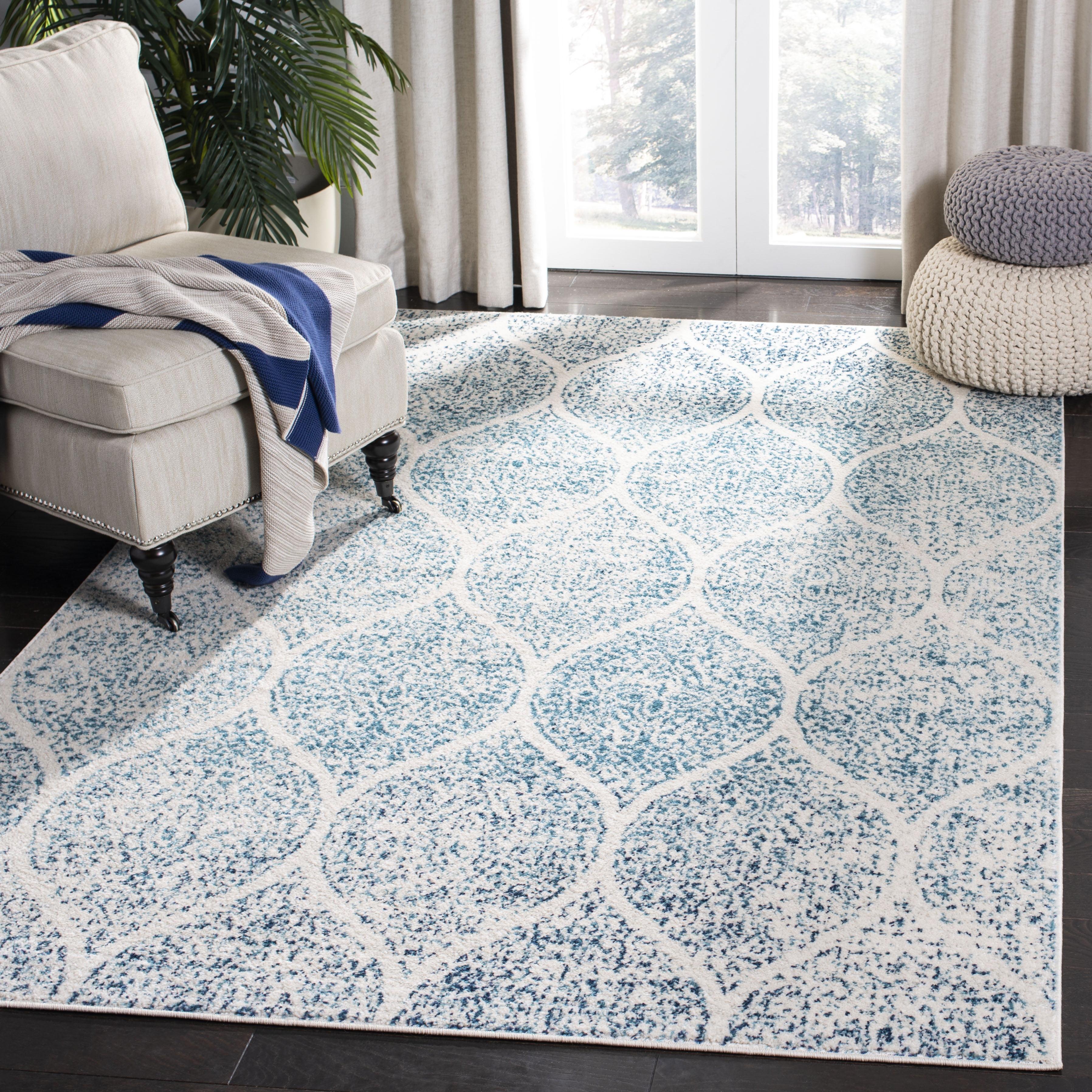 SAFAVIEH Madison Leighton Geometric Area Rug, Cream/Turquoise, 9' x 12'