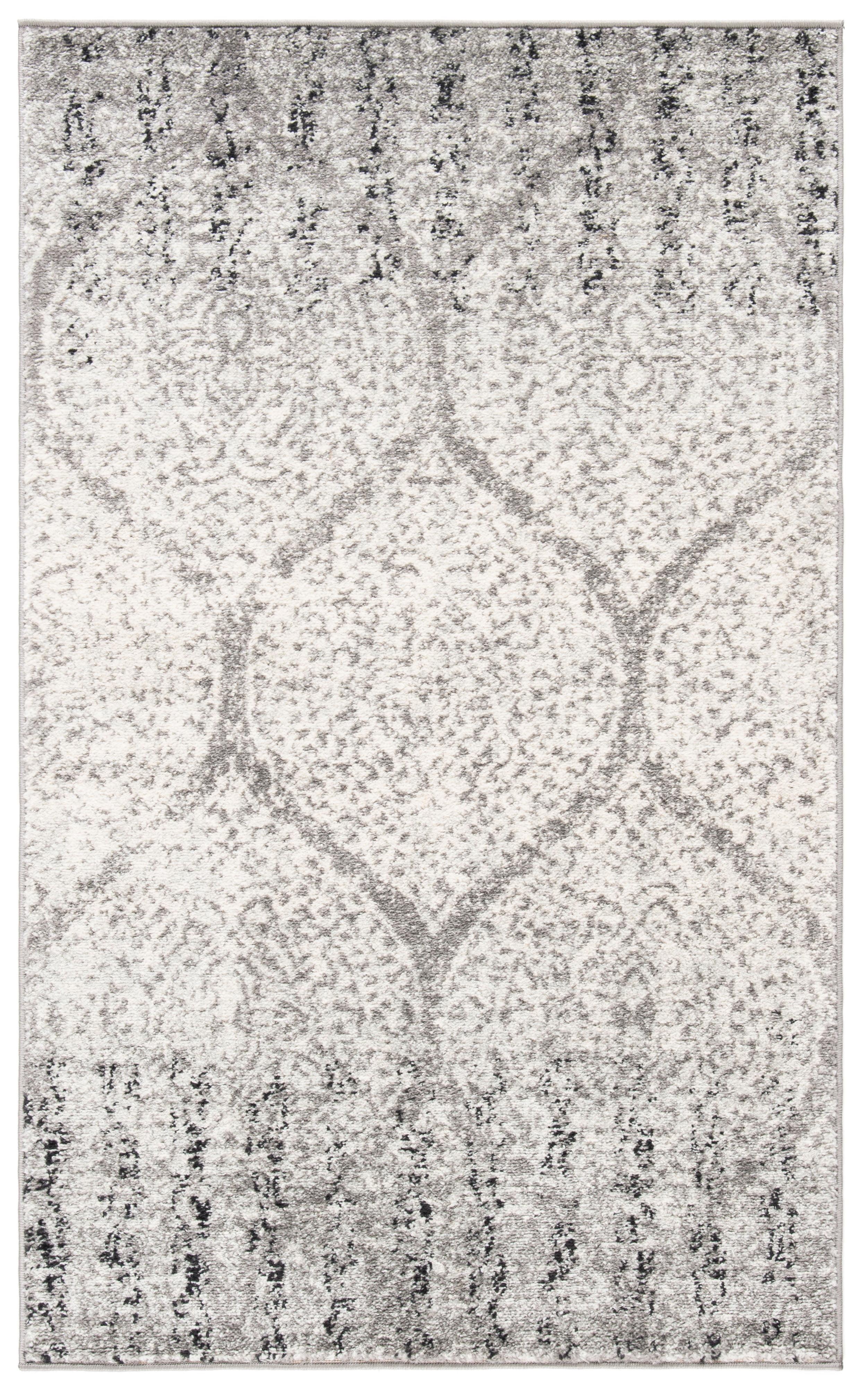 Gray and Ivory Rectangular Stain-Resistant Area Rug