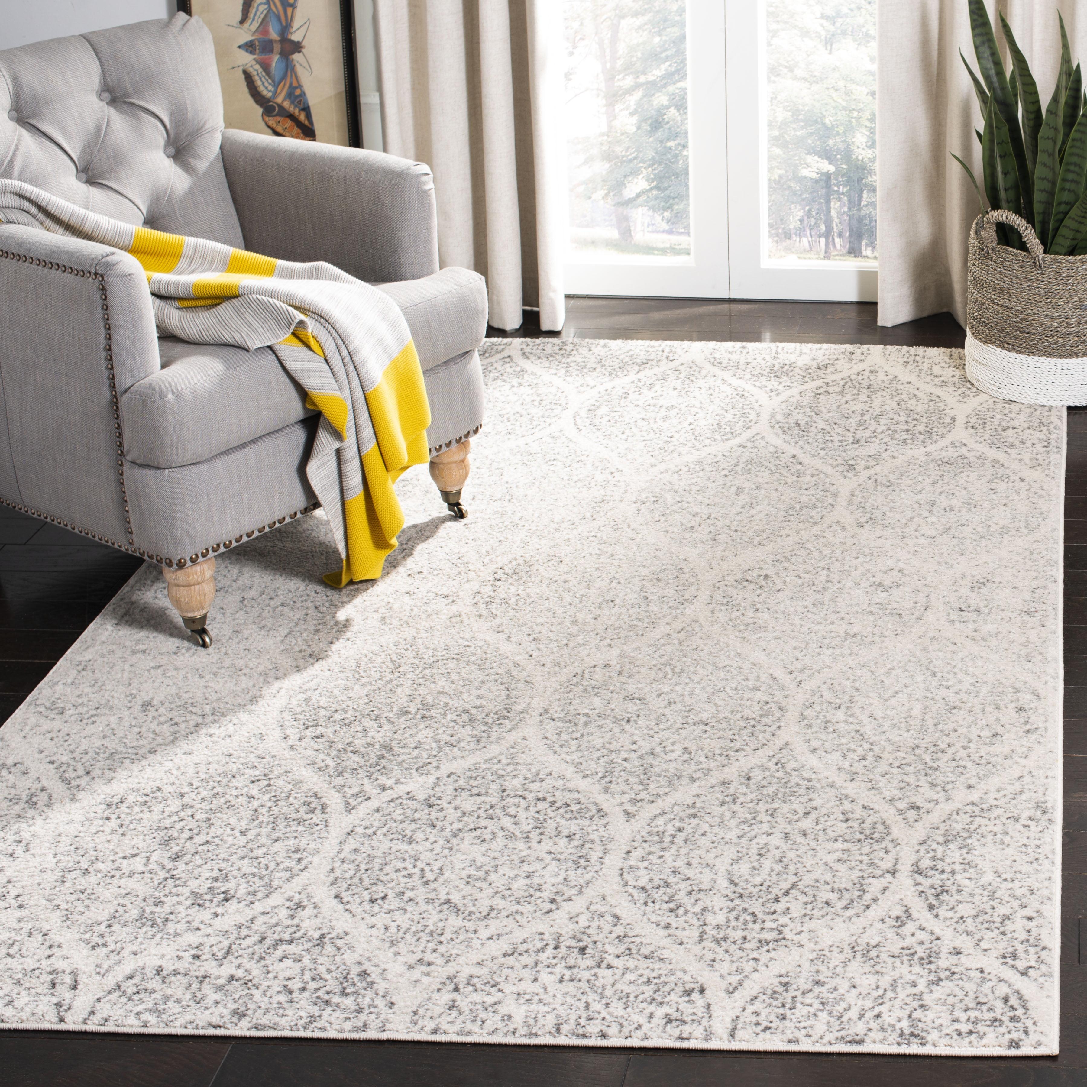 SAFAVIEH Madison Leighton Geometric Area Rug, Ivory/Silver, 9' x 12'