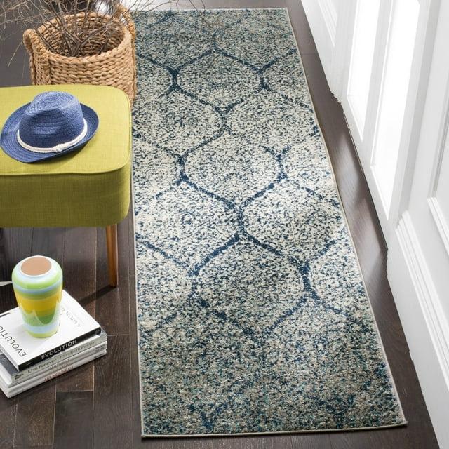 Madison MAD604 Power Loomed Indoor Runner Rug - Navy/Silver - 2'3"x12' - Safavieh