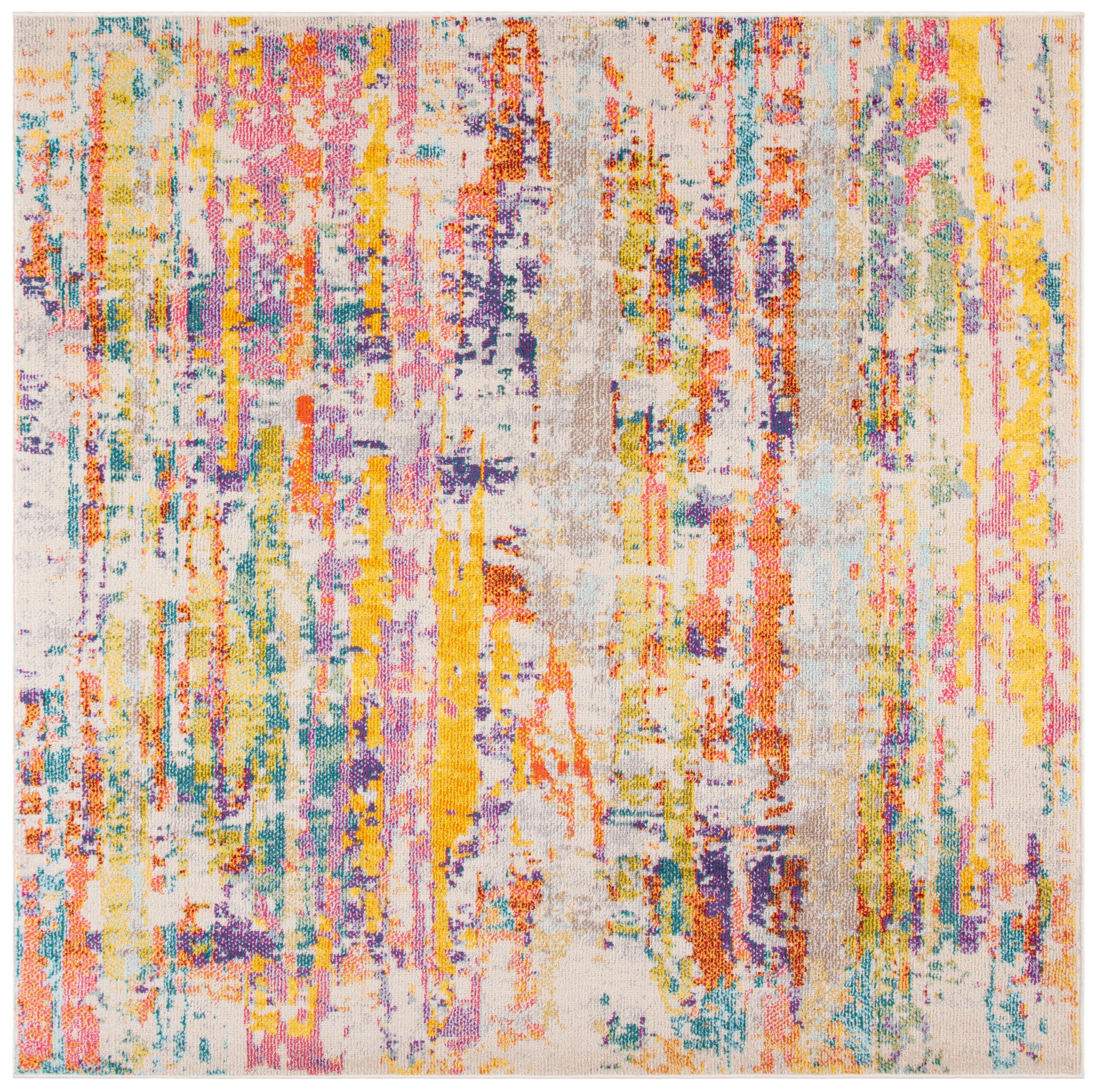 Madison MAD260 Power Loomed Area Rug - Beige/Yellow - 6'7"x6'7" - Safavieh.