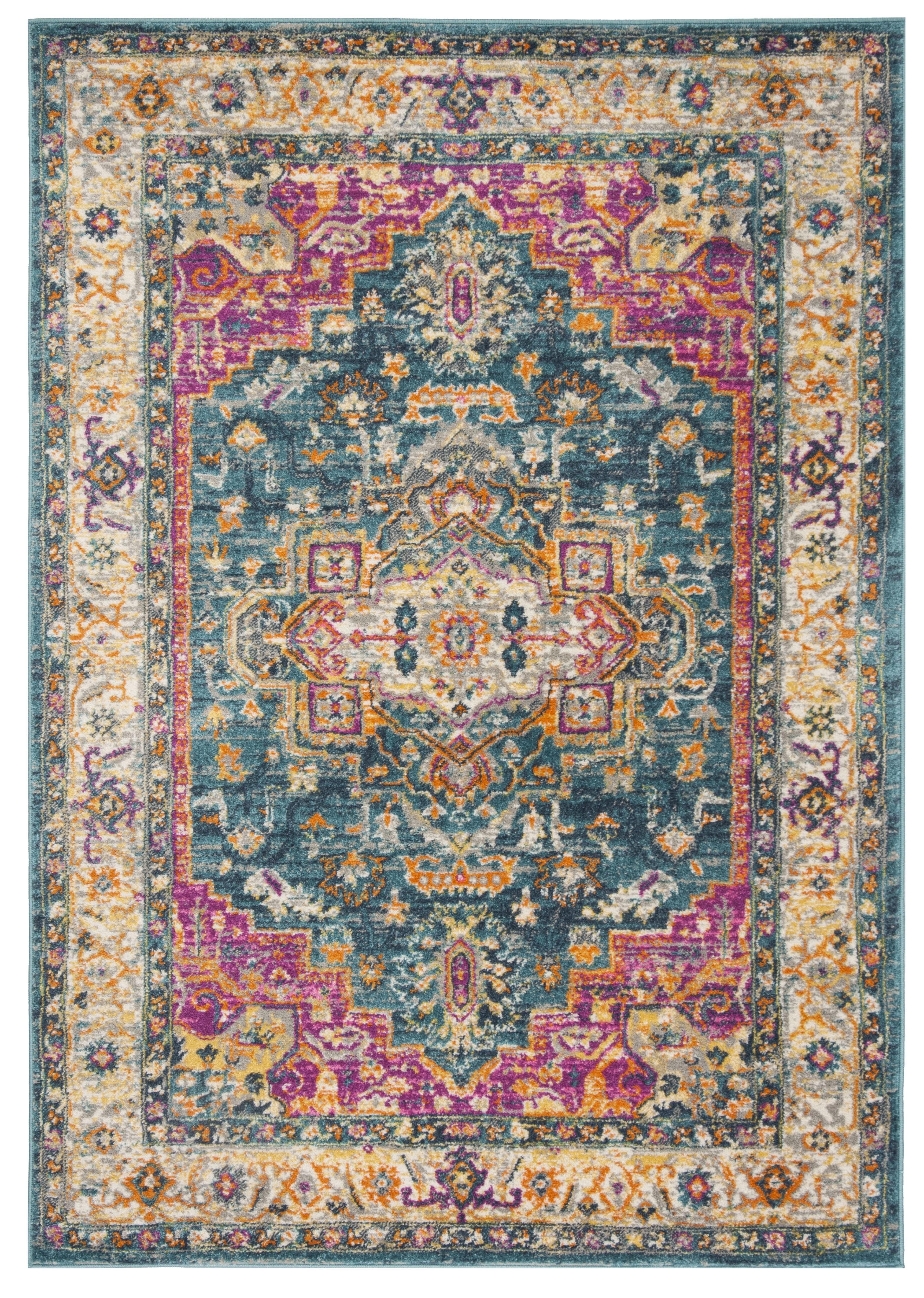 Blue Multi 4' x 6' Synthetic Floral Motif Area Rug