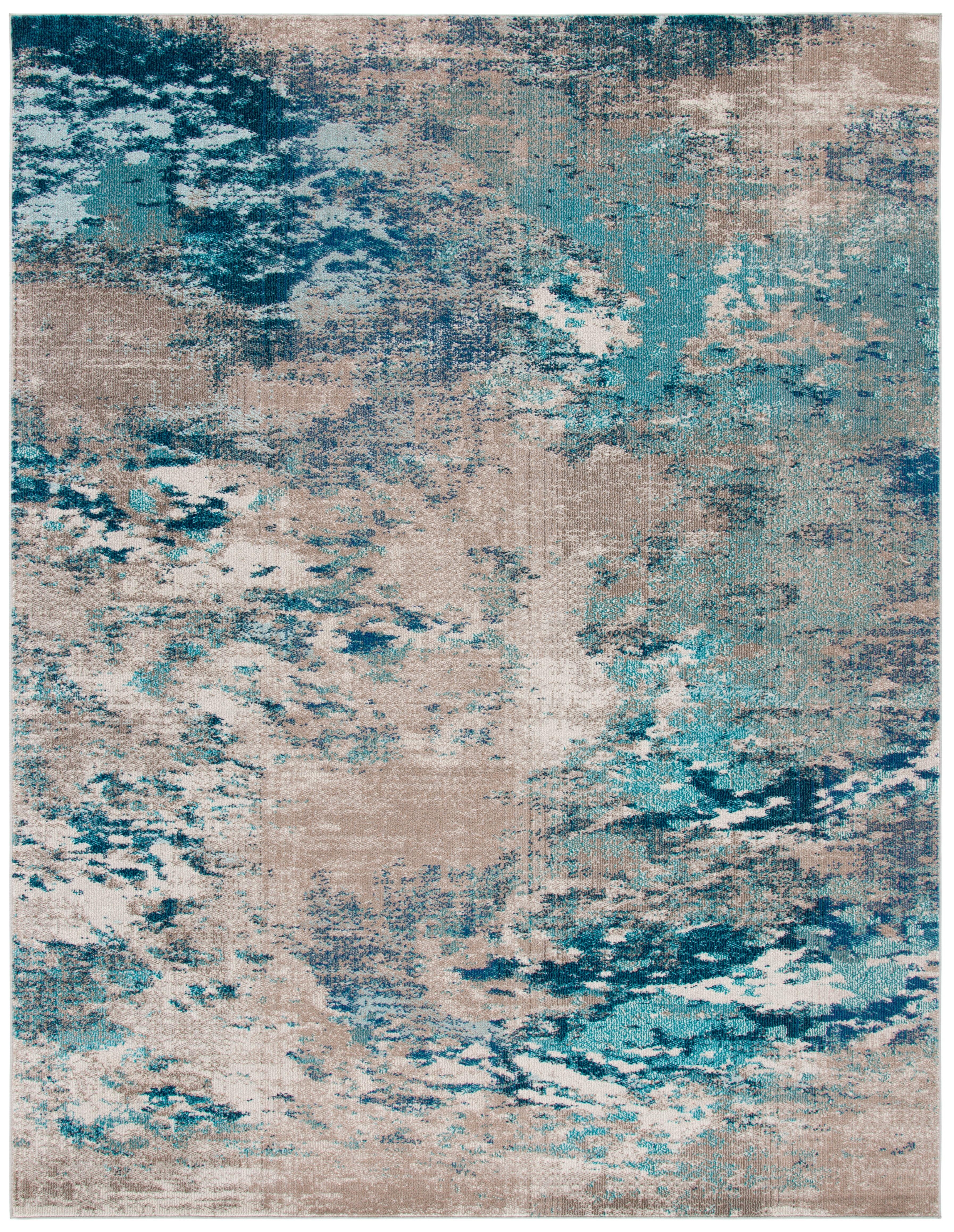 SAFAVIEH Madison Oscar Abstract Distressed Area Rug, Blue/Grey, 10' x 14'