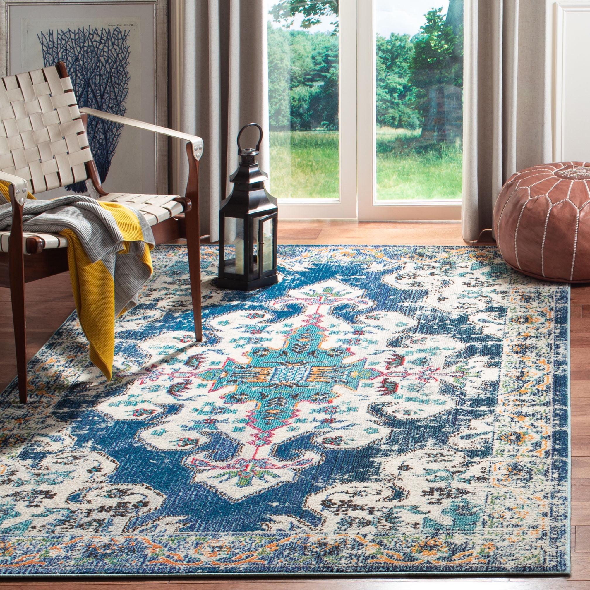 Madison MAD452 Power Loomed Indoor Area Rug - Navy/Grey - 8'x10' - Safavieh.
