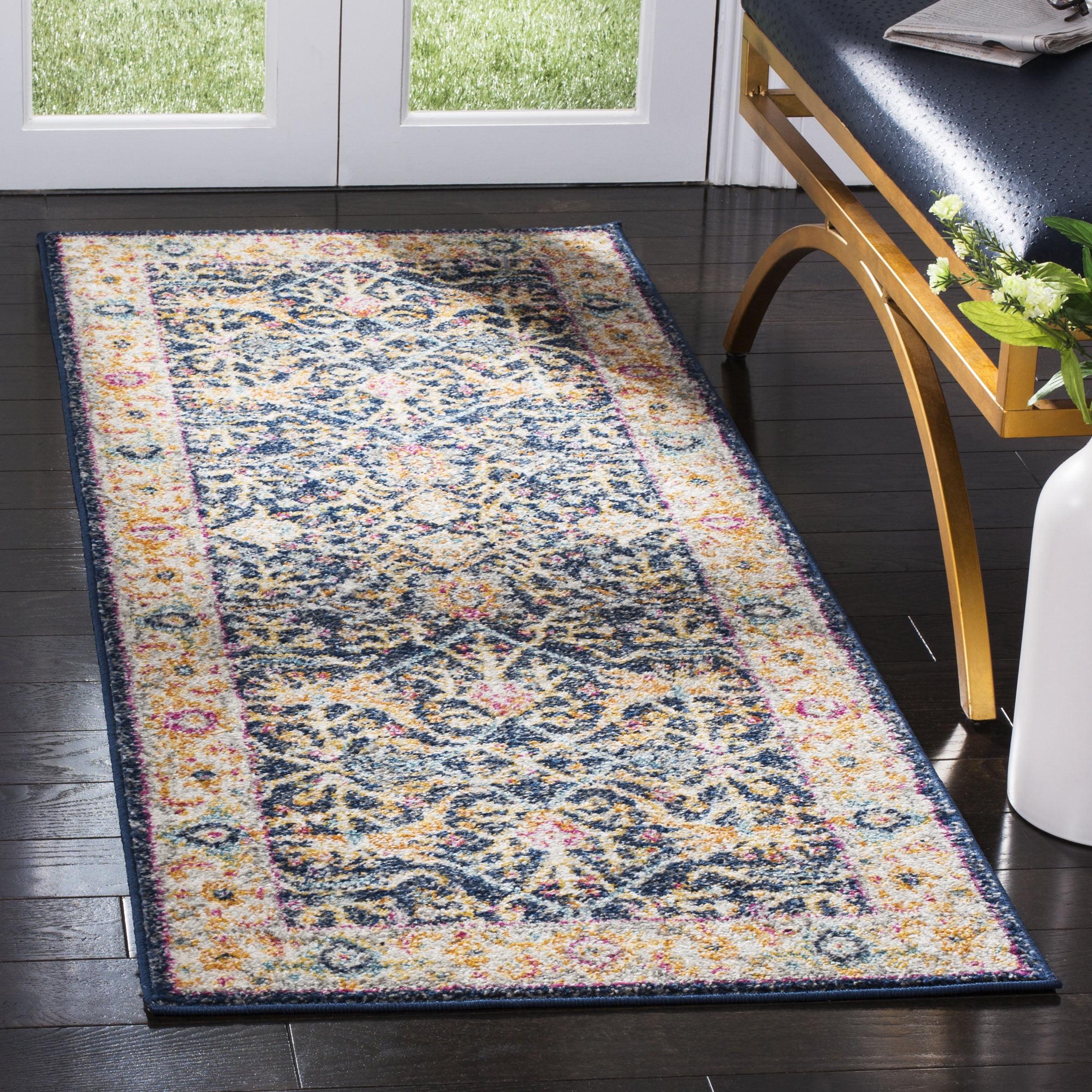 Madison MAD612 Power Loomed Indoor Runner Rug - Navy/Creme - 2'3"x10' - Safavieh.