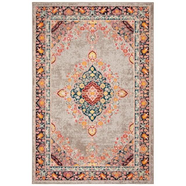 Madison 200 MAD252 Power Loomed Indoor Area Rug - Grey/Fuchsia - 4'x6' - Safavieh
