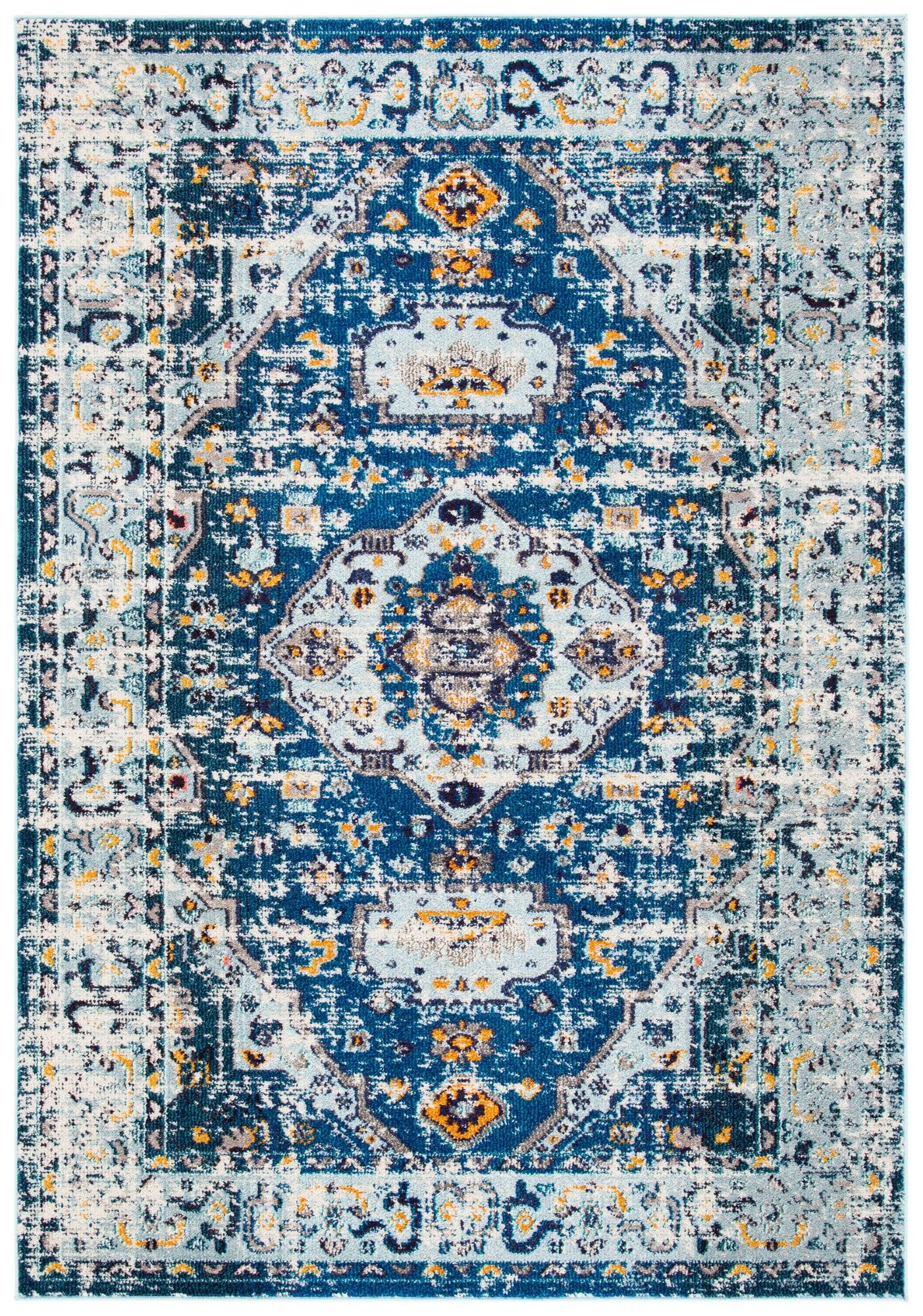 Madison MAD468 Power Loomed Indoor Area Rug - Dark Blue/Light Blue - 4'x6' - Safavieh