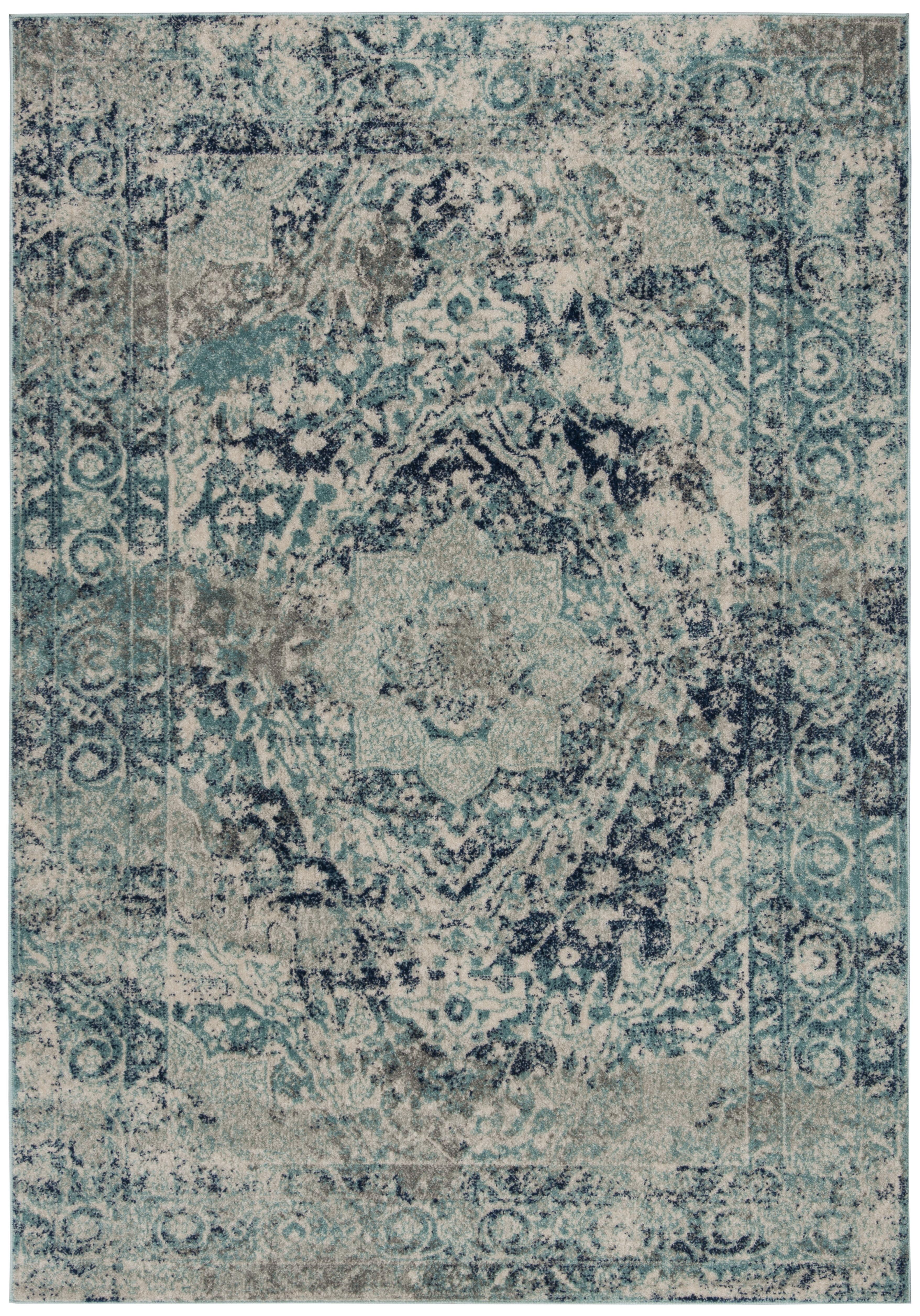 SAFAVIEH Madison Willoughby Overdyed Floral Area Rug, Ivory/Blue, 6' x 9'