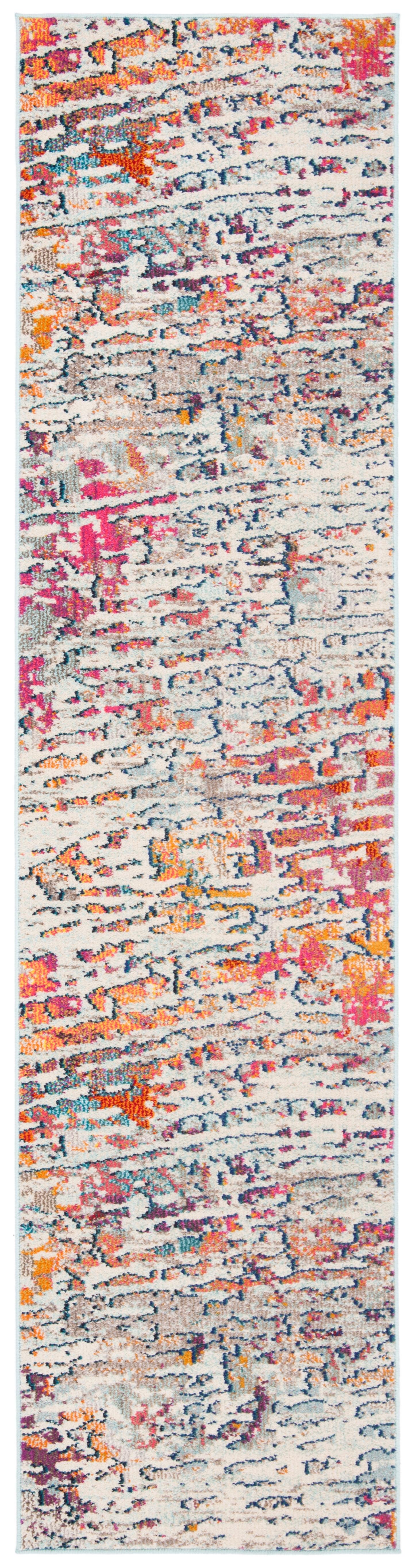 Madison MAD454 Power Loomed Indoor Runner Rug - Light Blue/Orange - 2'2"x6' - Safavieh