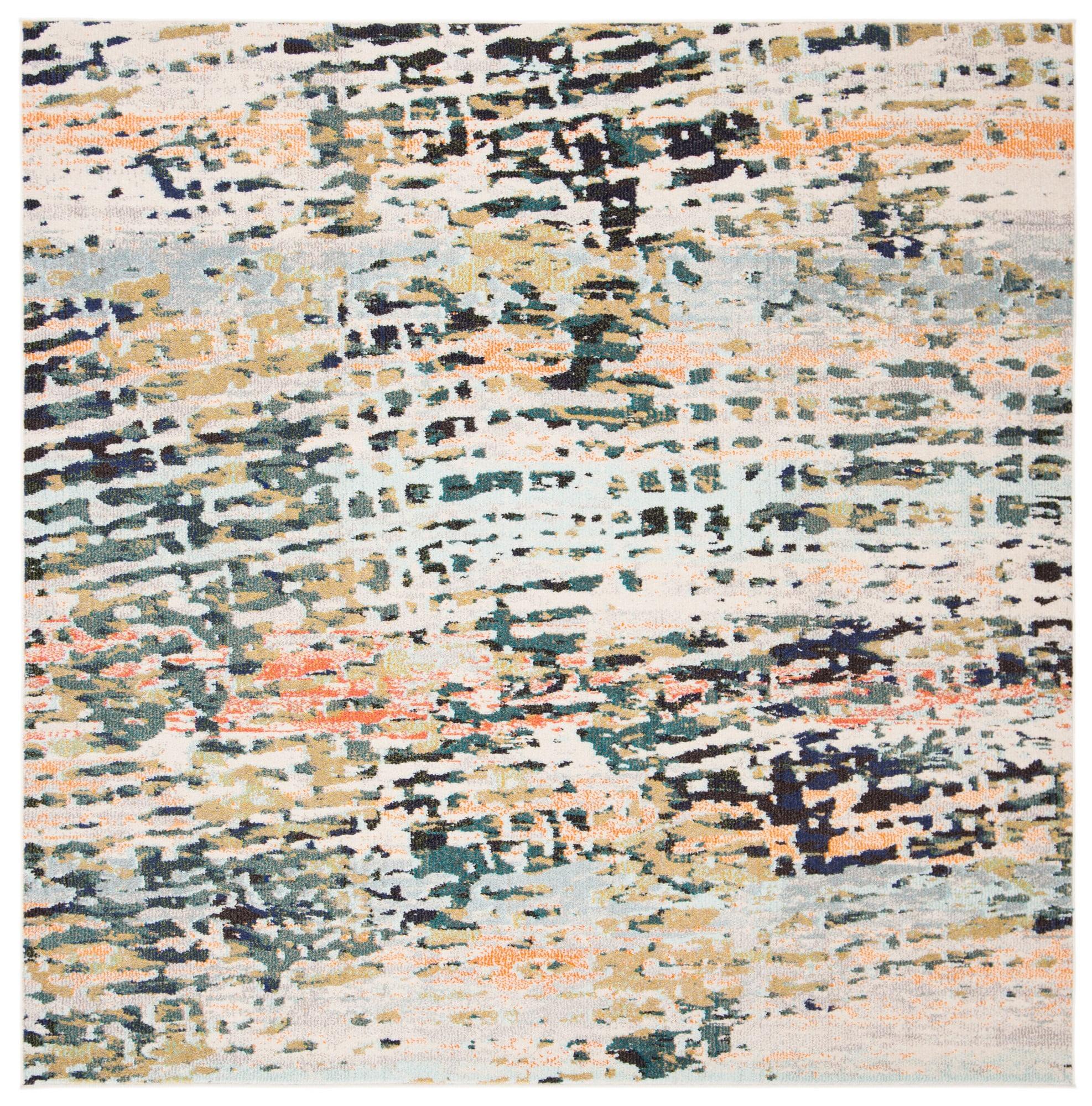 Madison MAD454 Power Loomed Indoor Area Rug - Beige/Navy - 5'x5' - Safavieh