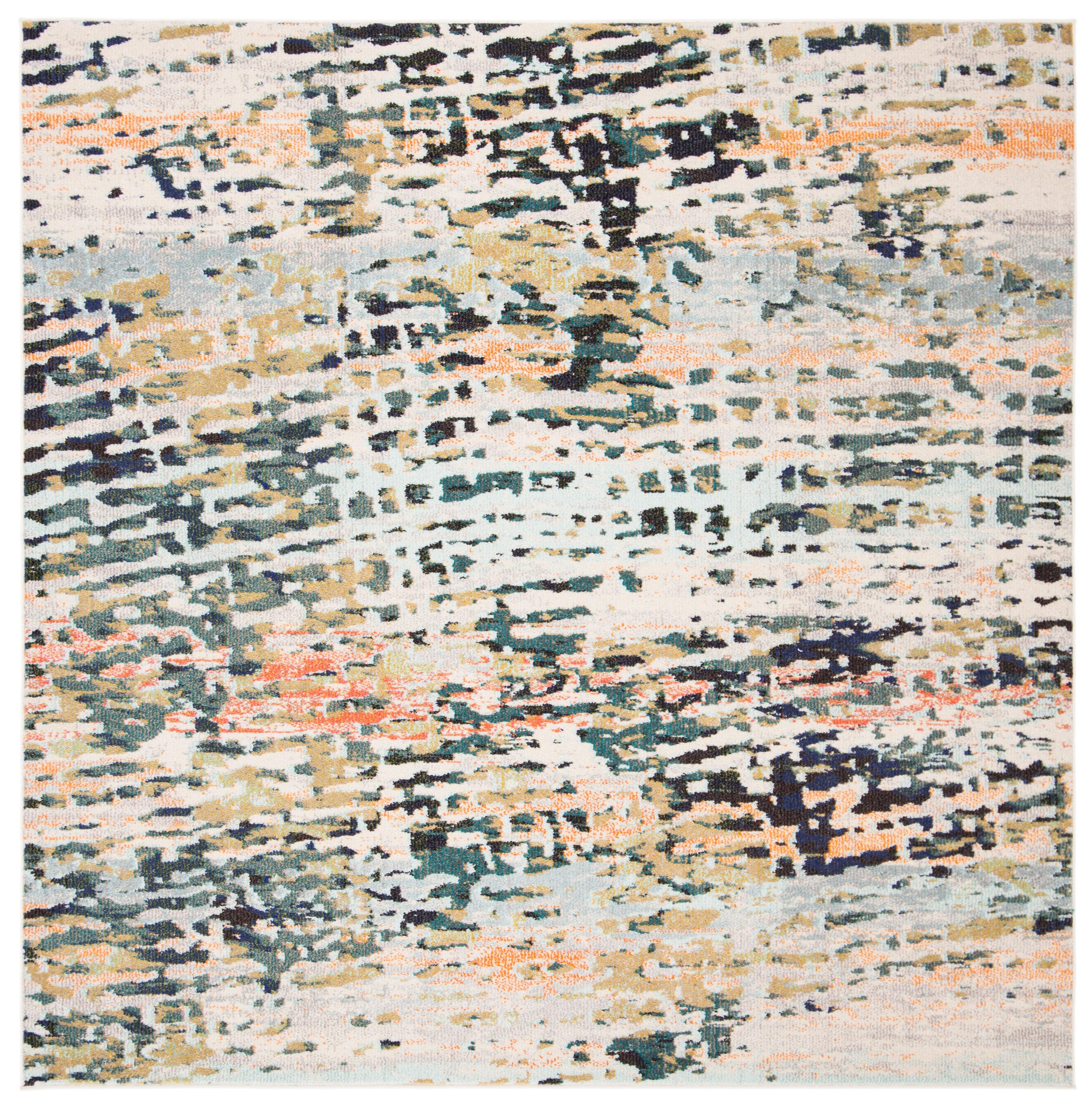 Madison MAD454 Power Loomed Indoor Area Rug - Beige/Navy - 5'x5' - Safavieh