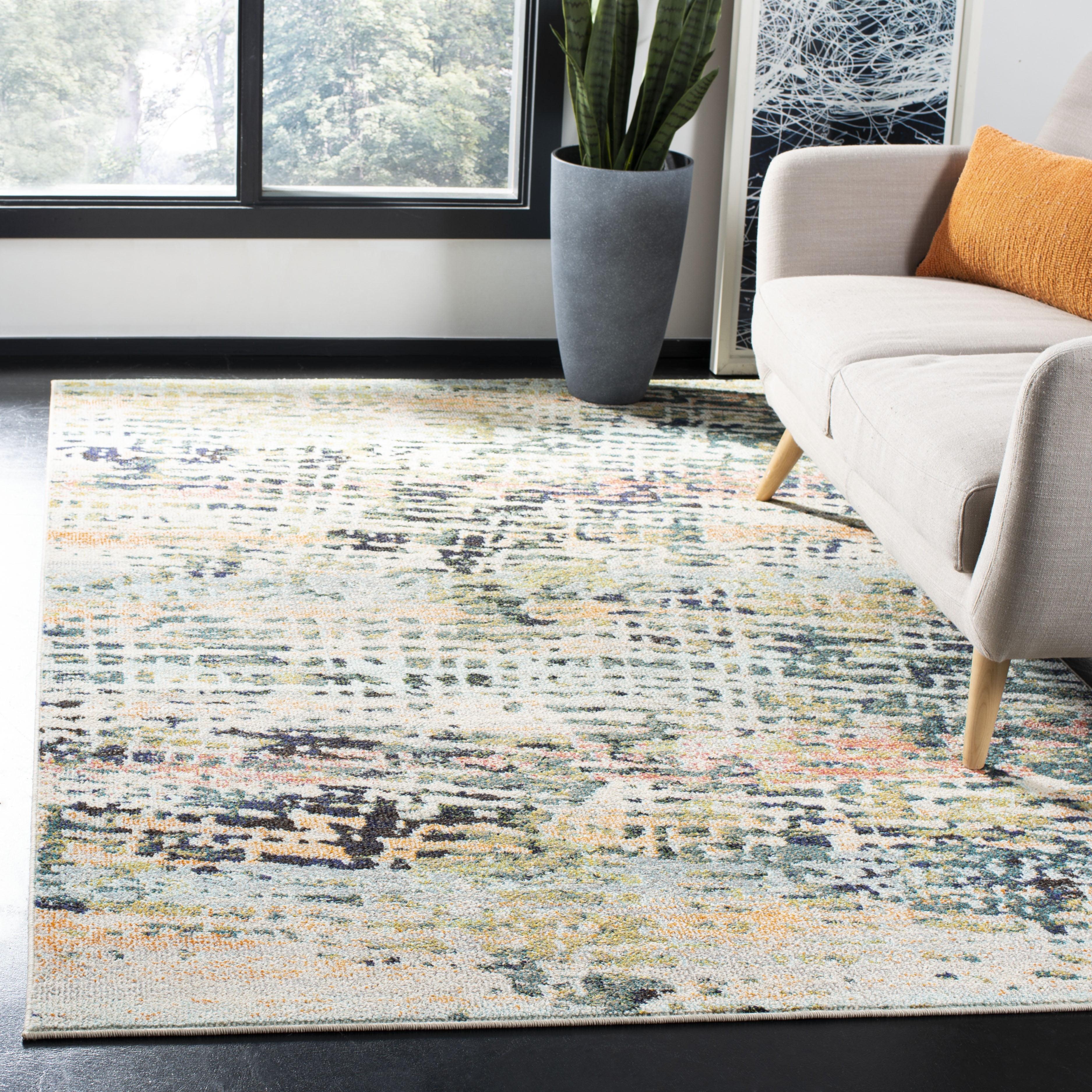 Madison MAD454 Power Loomed Indoor Area Rug - Beige/Navy - 6'7"x6'7" - Safavieh