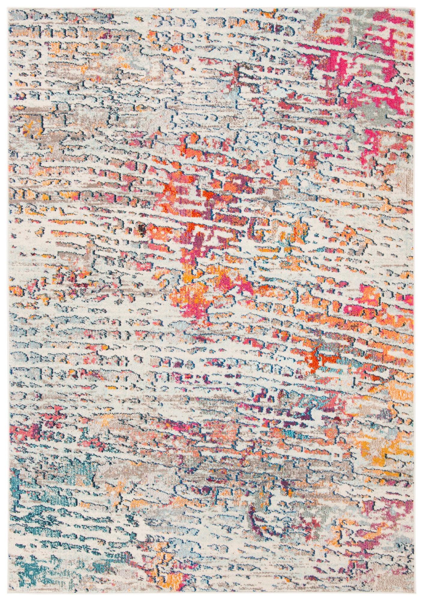 Madison MAD454 Power Loomed Indoor Accent Rug - Light Blue/Orange - 2'2"x4' - Safavieh