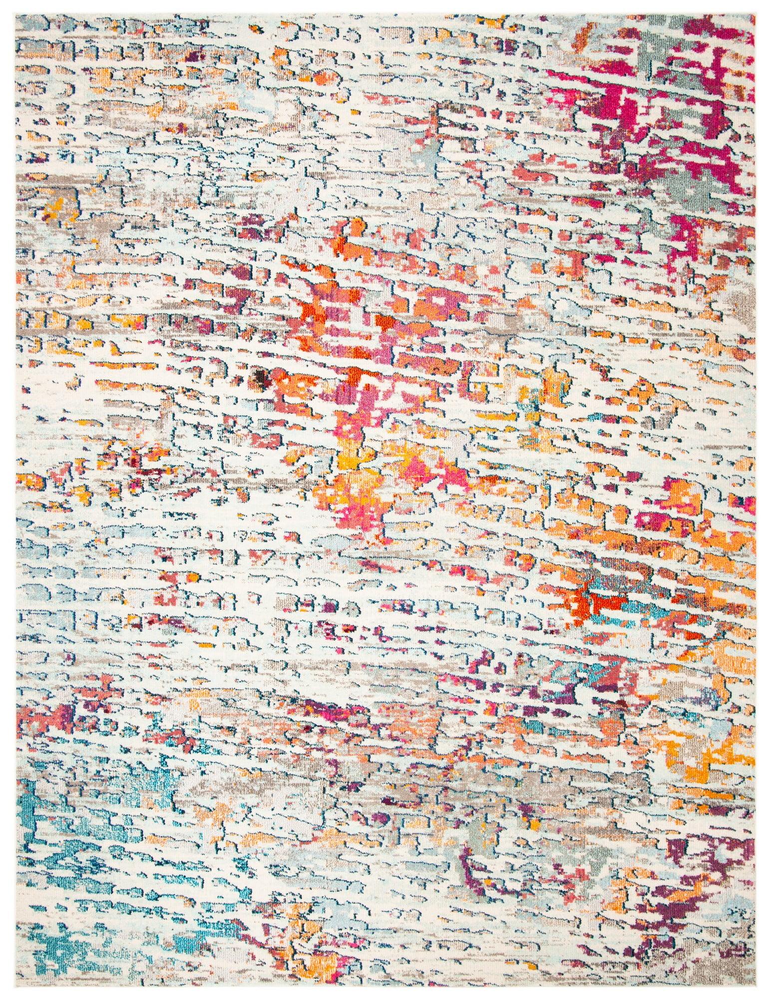 Madison MAD454 Power Loomed Indoor Area Rug - Light Blue/Orange - 9'x12' - Safavieh