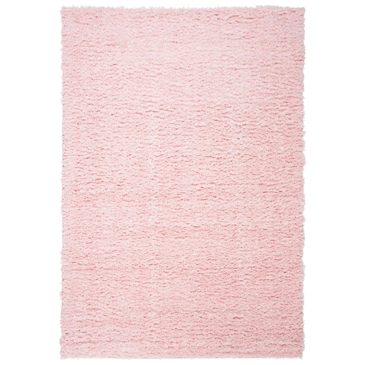 SAFAVIEH Madrid Miah Solid Plush Polyester Shag Area Rug, Blush, 4' x 6'