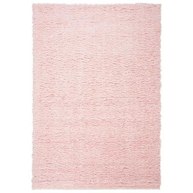 SAFAVIEH Madrid Miah Solid Plush Polyester Shag Area Rug, Blush, 4' x 6'