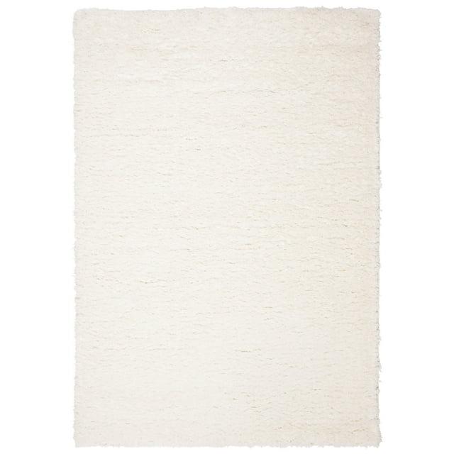 SAFAVIEH Madrid Miah Solid Polyester Shag Area Rug, Ivory, 4' x 6'