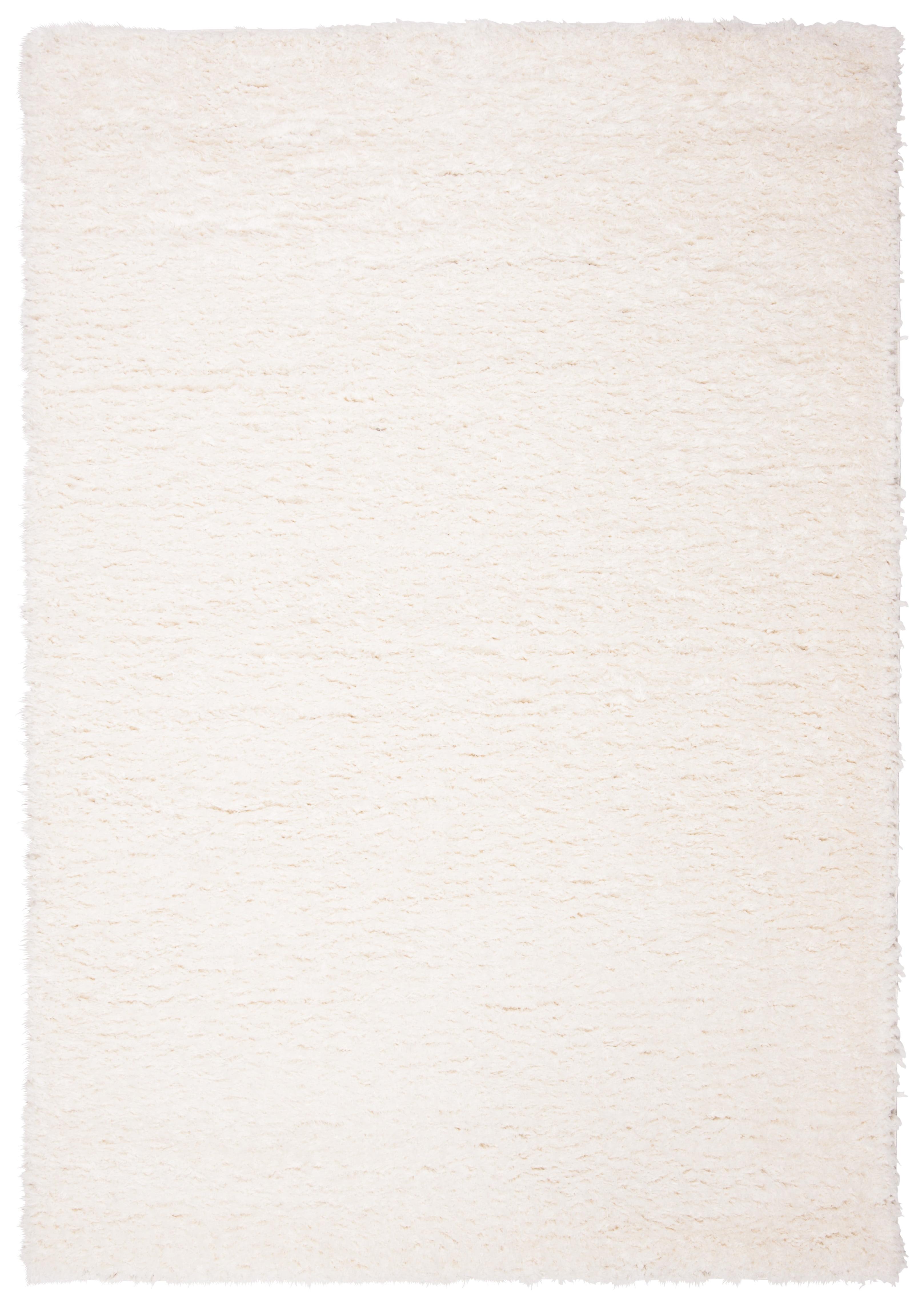 SAFAVIEH Madrid Miah Solid Polyester Shag Area Rug, Ivory, 4' x 6'