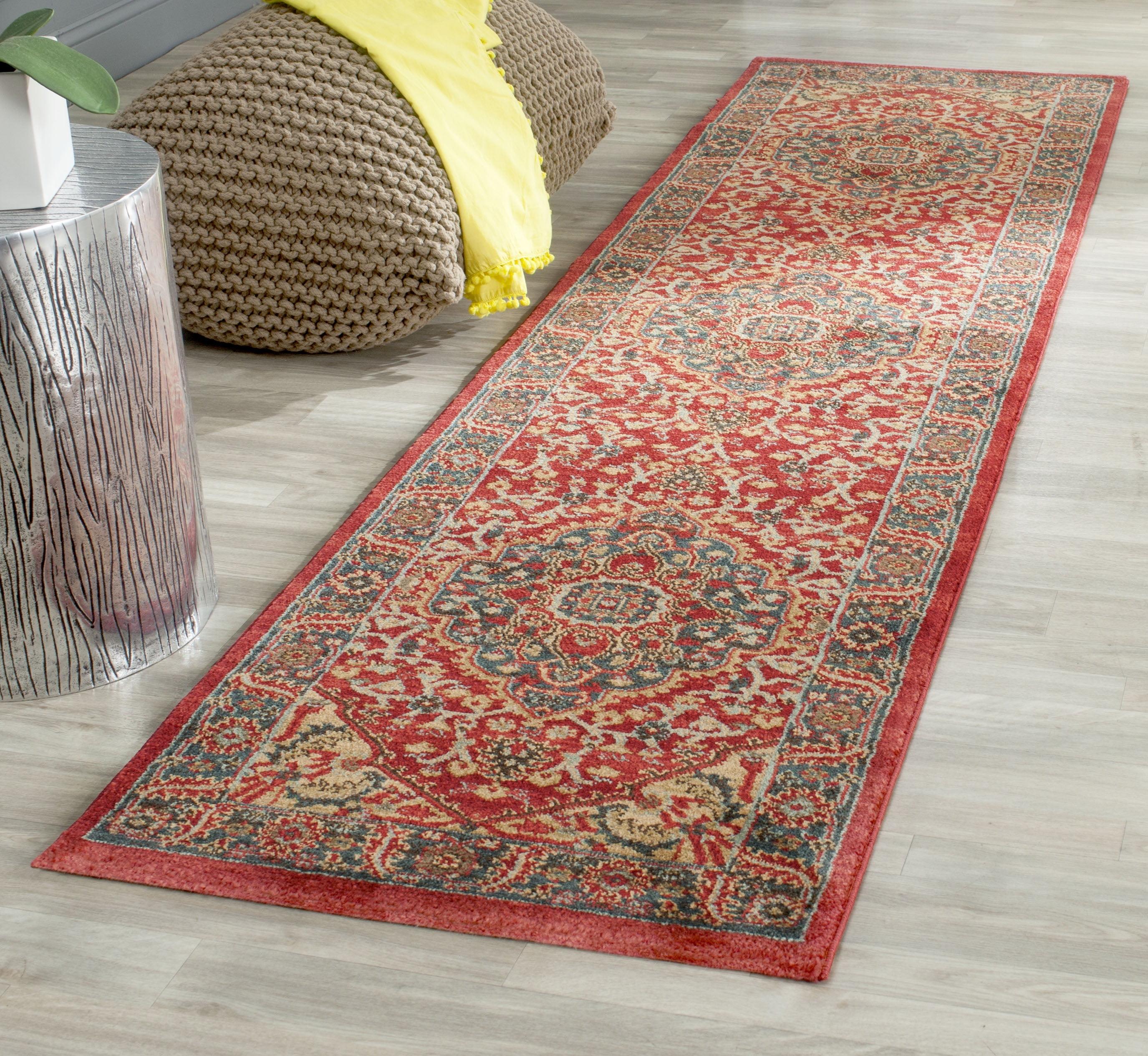 Mahal MAH621 Power Loomed Indoor Runner Rug - Navy/Red - 2'2"x8' - Safavieh.