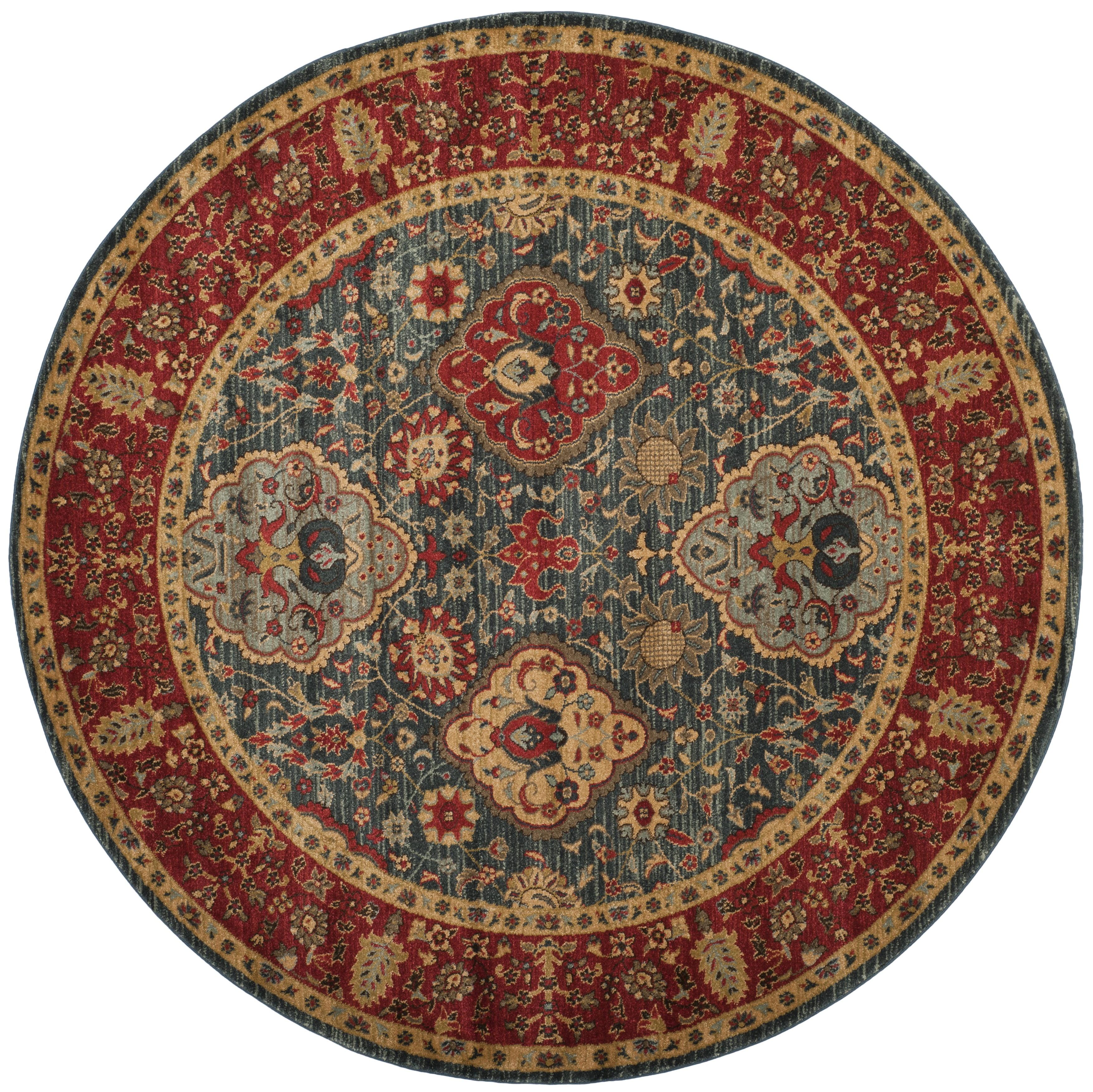 Mahal MAH655 Power Loomed Area Rug - Navy/Red - 3' round - Safavieh.