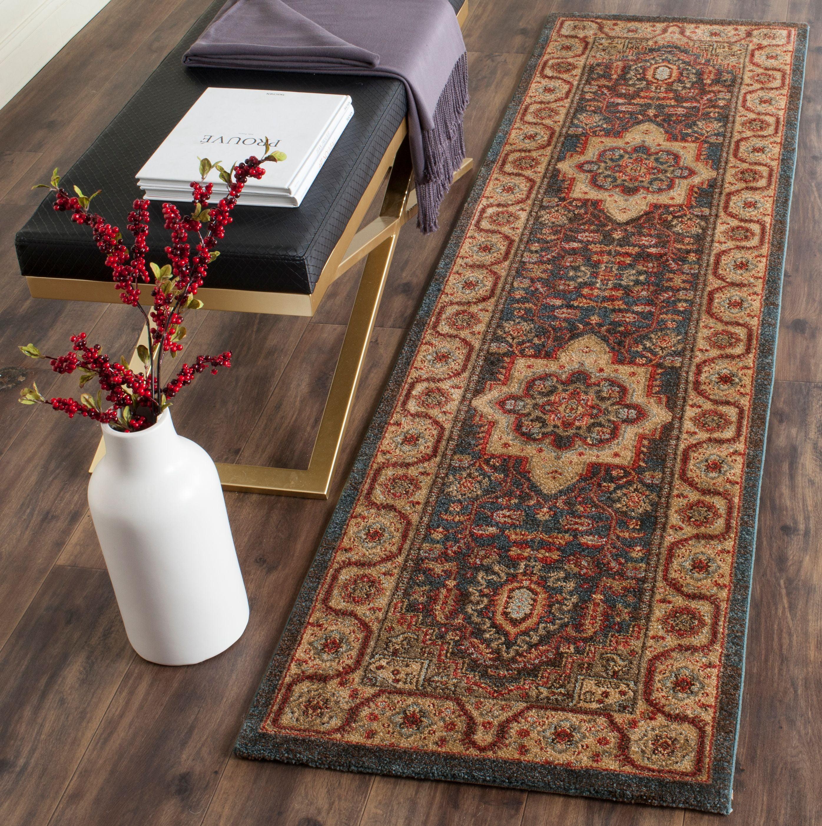 Mahal MAH656 Power Loomed Indoor Runner Rug - Navy/Natural - 2'2"x6' - Safavieh.