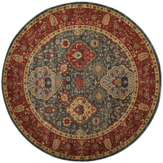 Mahal MAH655 Power Loomed Area Rug - Navy/Red - 5'1" round - Safavieh.