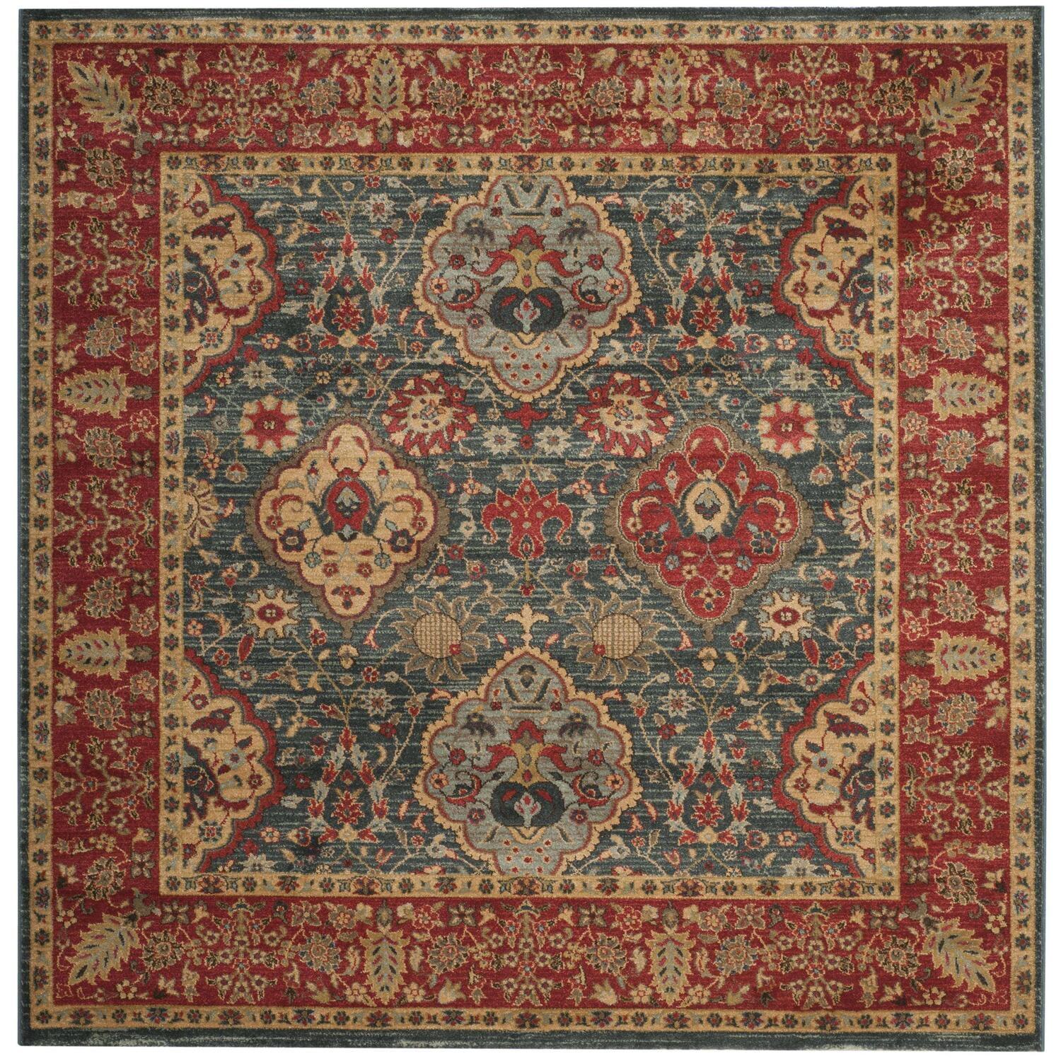 Mahal MAH655 Power Loomed Indoor Area Rug - Navy/Red - 6'7"x6'7" - Safavieh.