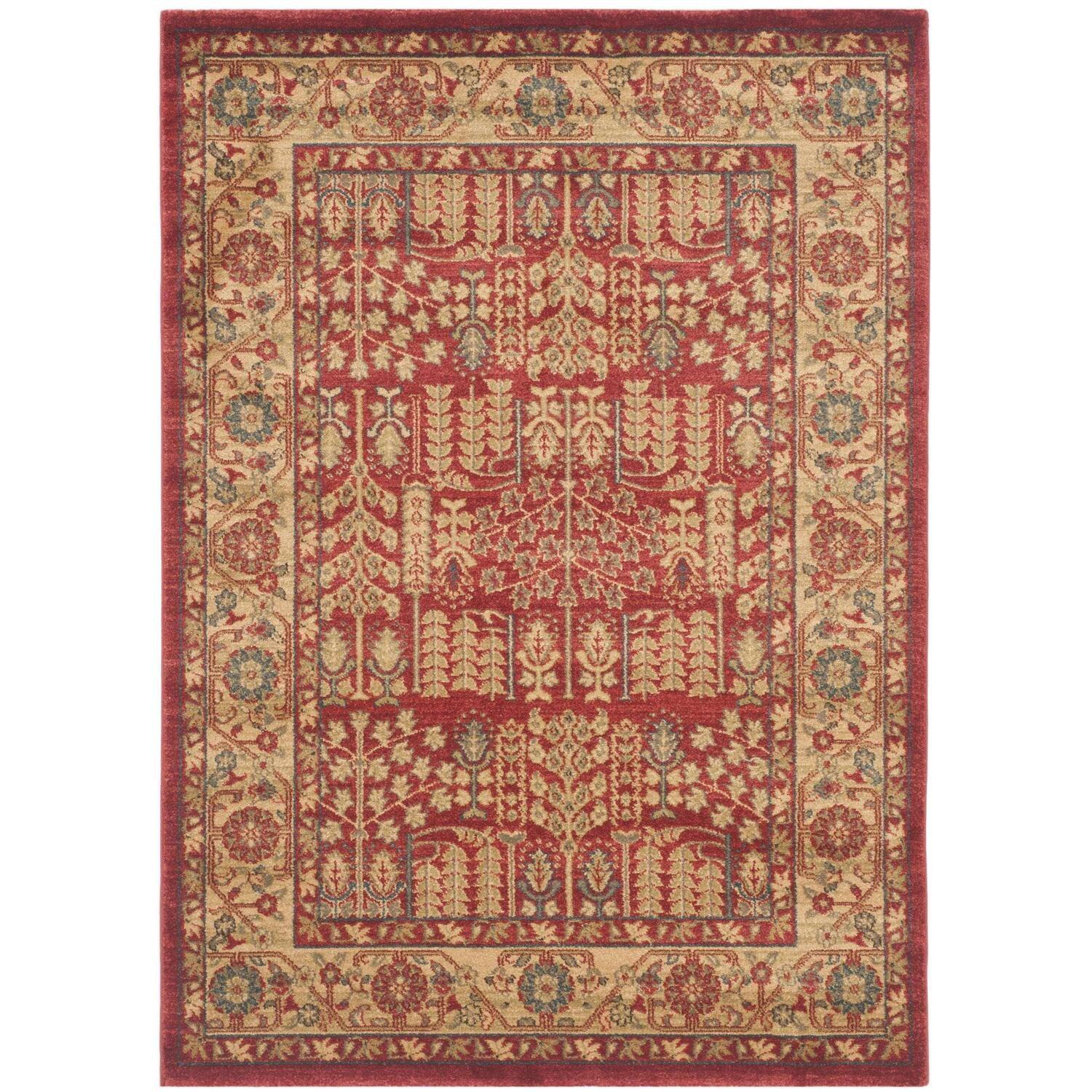Mahal MAH697 Power Loomed Indoor Area Rug - Red/Natural - 4'x5'7" - Safavieh.