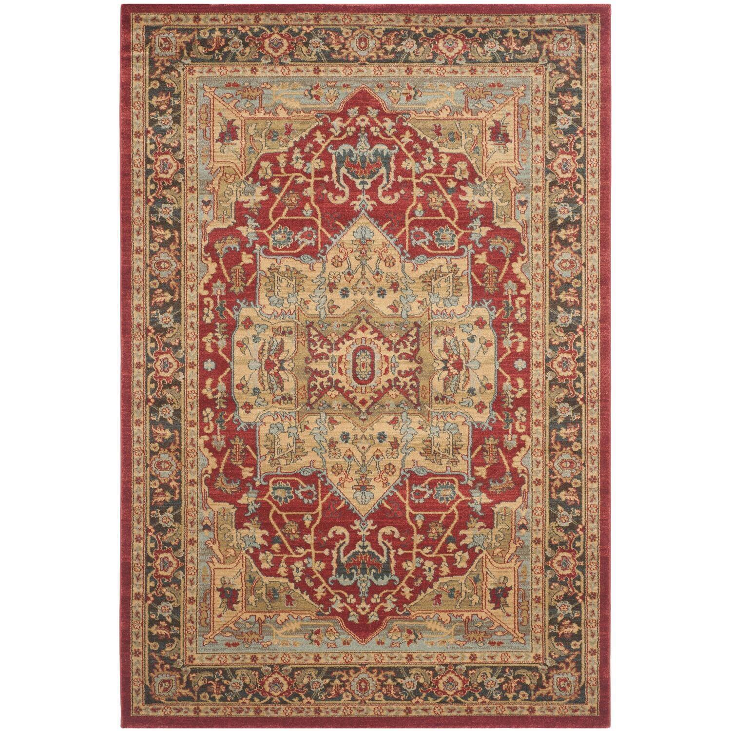 Mahal MAH625 Power Loomed Area Rug - Natural/Navy - 5'1"x7'7" - Safavieh.