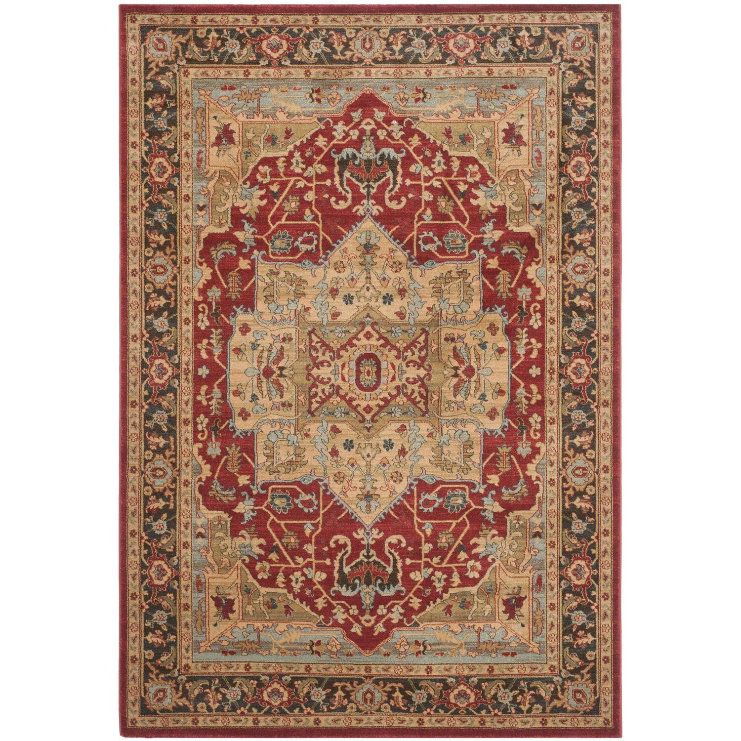 Mahal MAH625 Power Loomed Indoor Area Rug - Natural/Navy - 6'7"x9'2" - Safavieh.