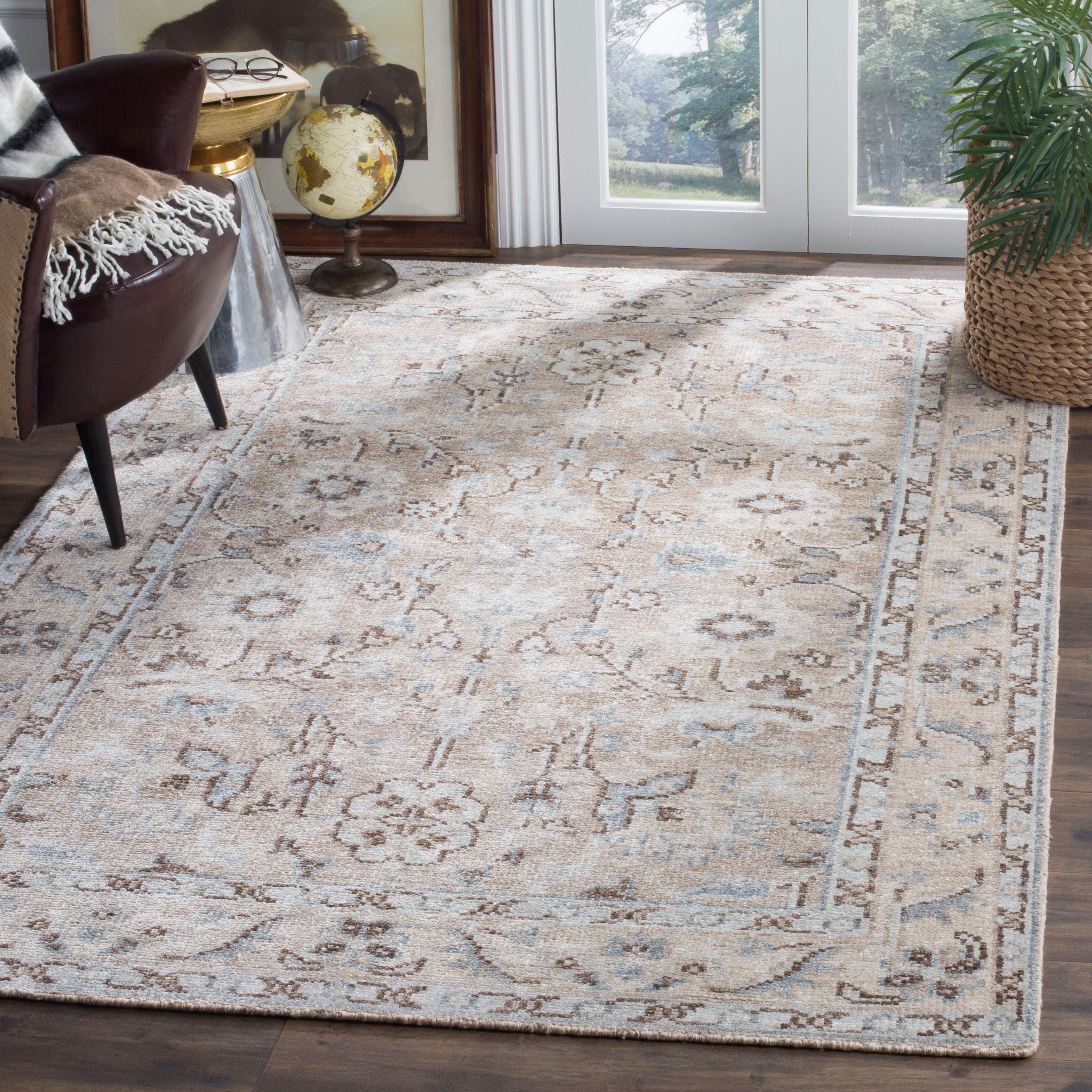 Lustrous Heirloom Ivory Wool 5' x 8' Hand-Knotted Area Rug