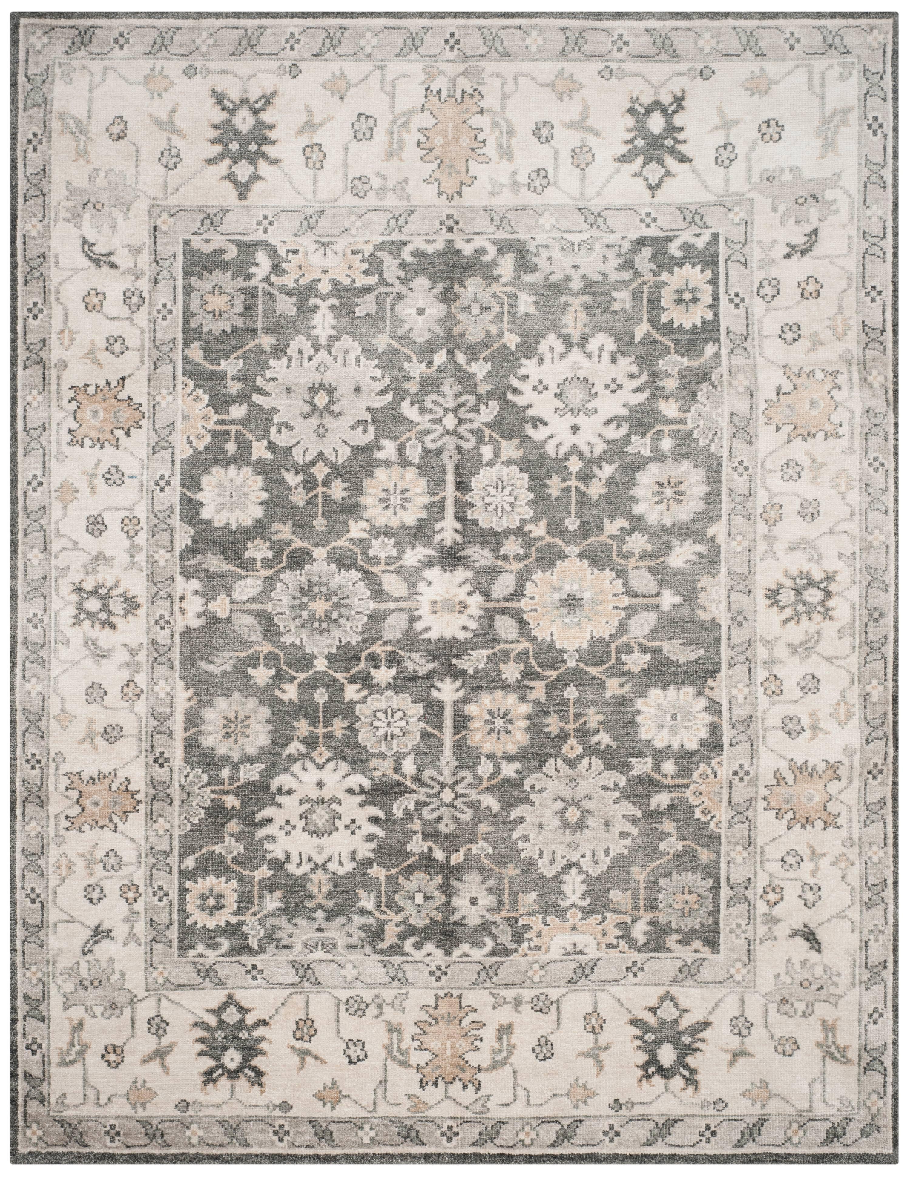 SAFAVIEH Maharaja Caelestinus Border Area Rug, Charcoal/Ivory, 9' x 12'