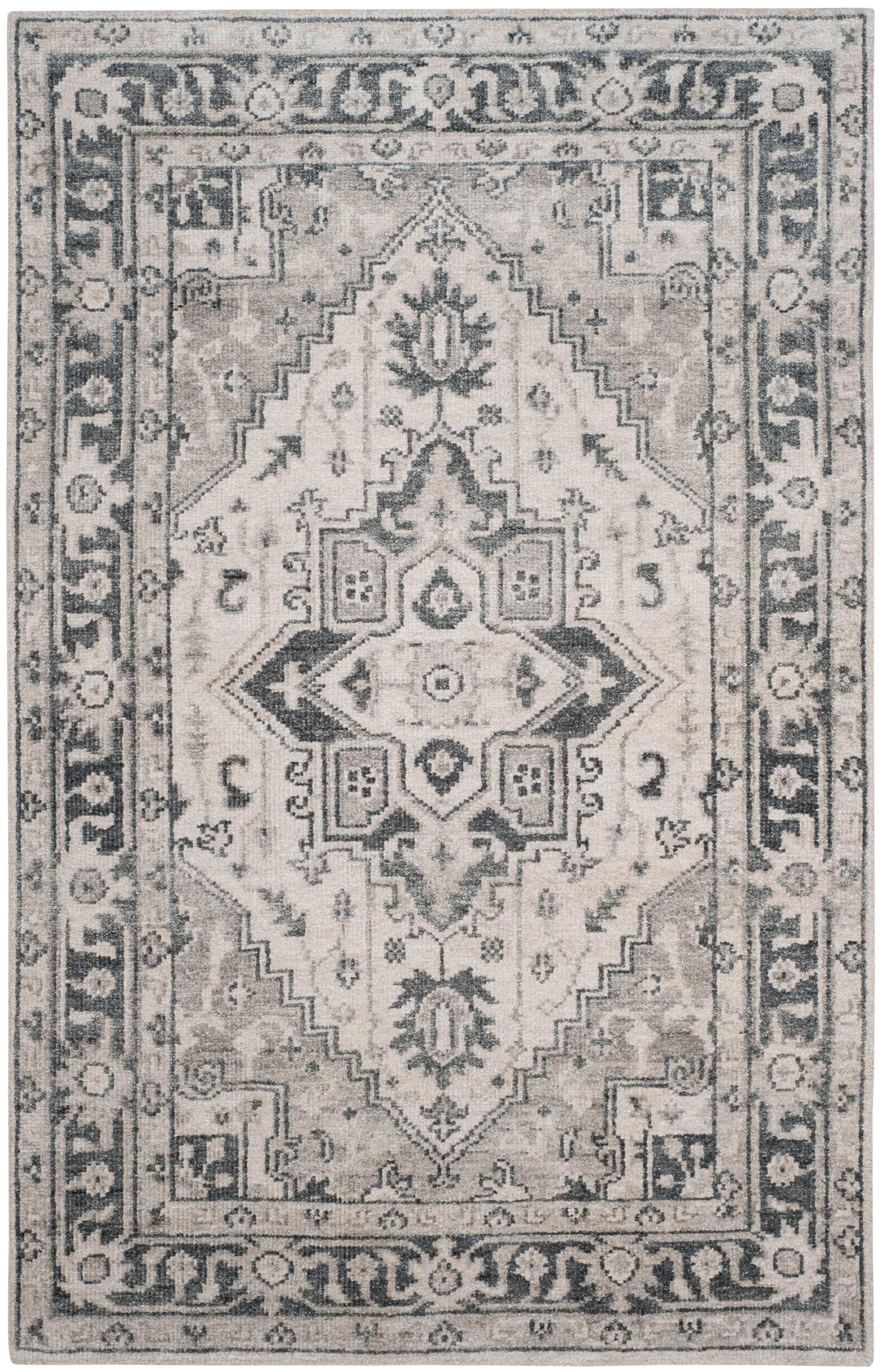 Gray Hand-Knotted Wool and Viscose 4' x 6' Area Rug