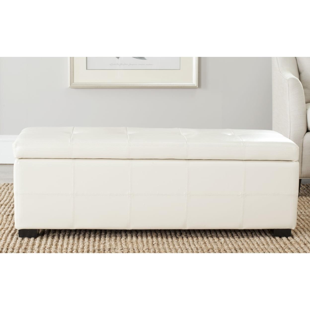 Maiden Tufted Storage Bench Large - Flat Cream - Safavieh