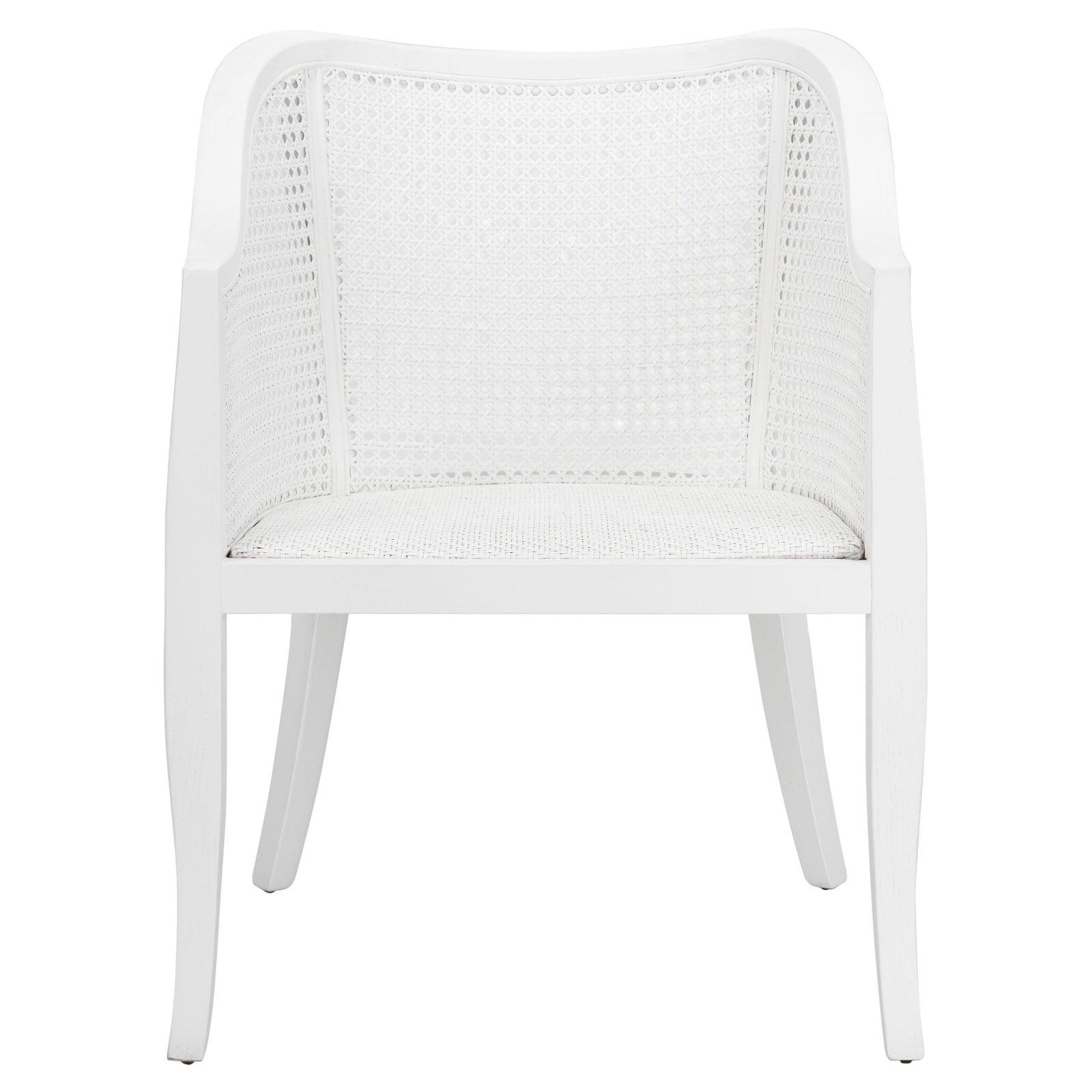 Parsons White Wood & Cane Transitional Arm Chair