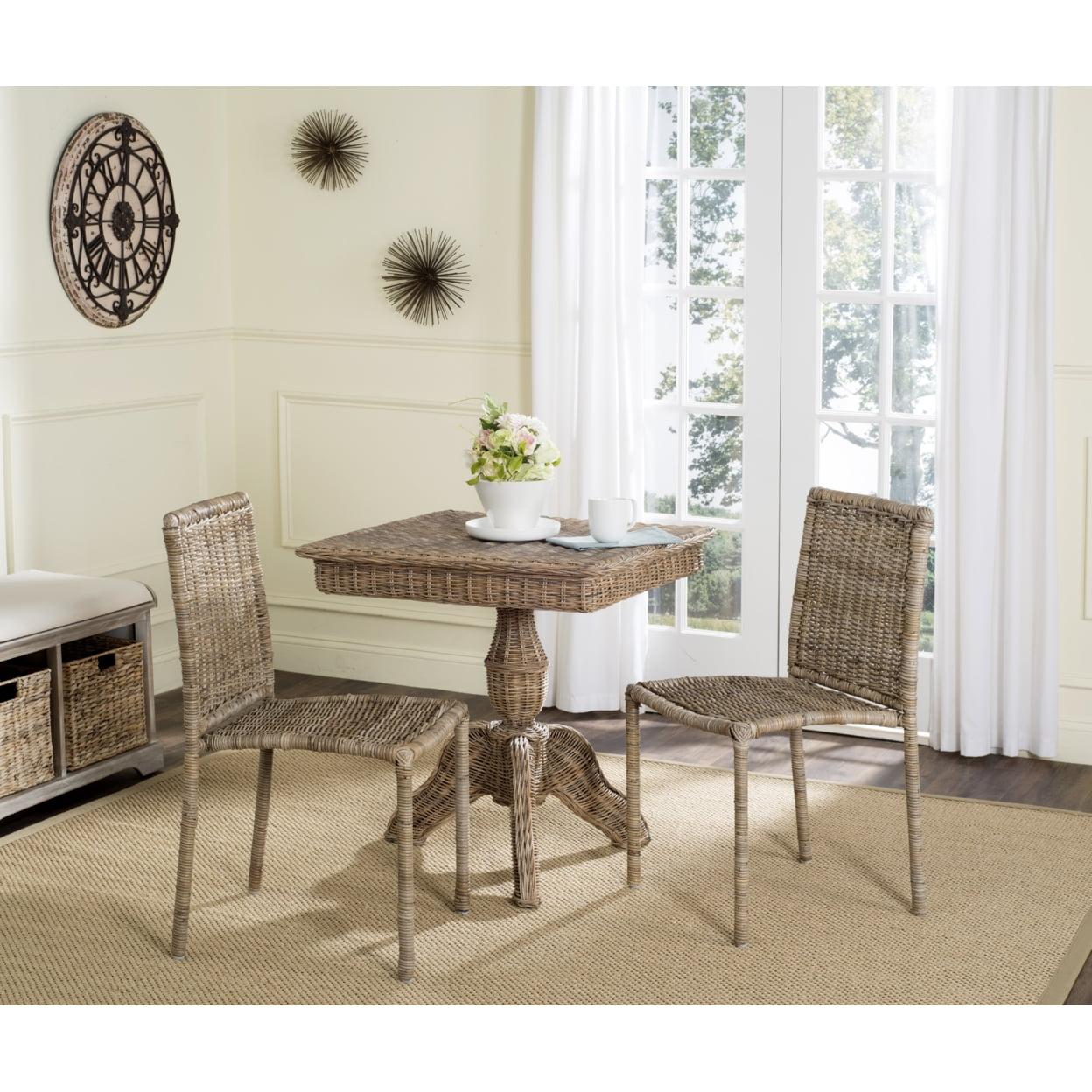 Gray Wicker Double Seating Dining Chair Set