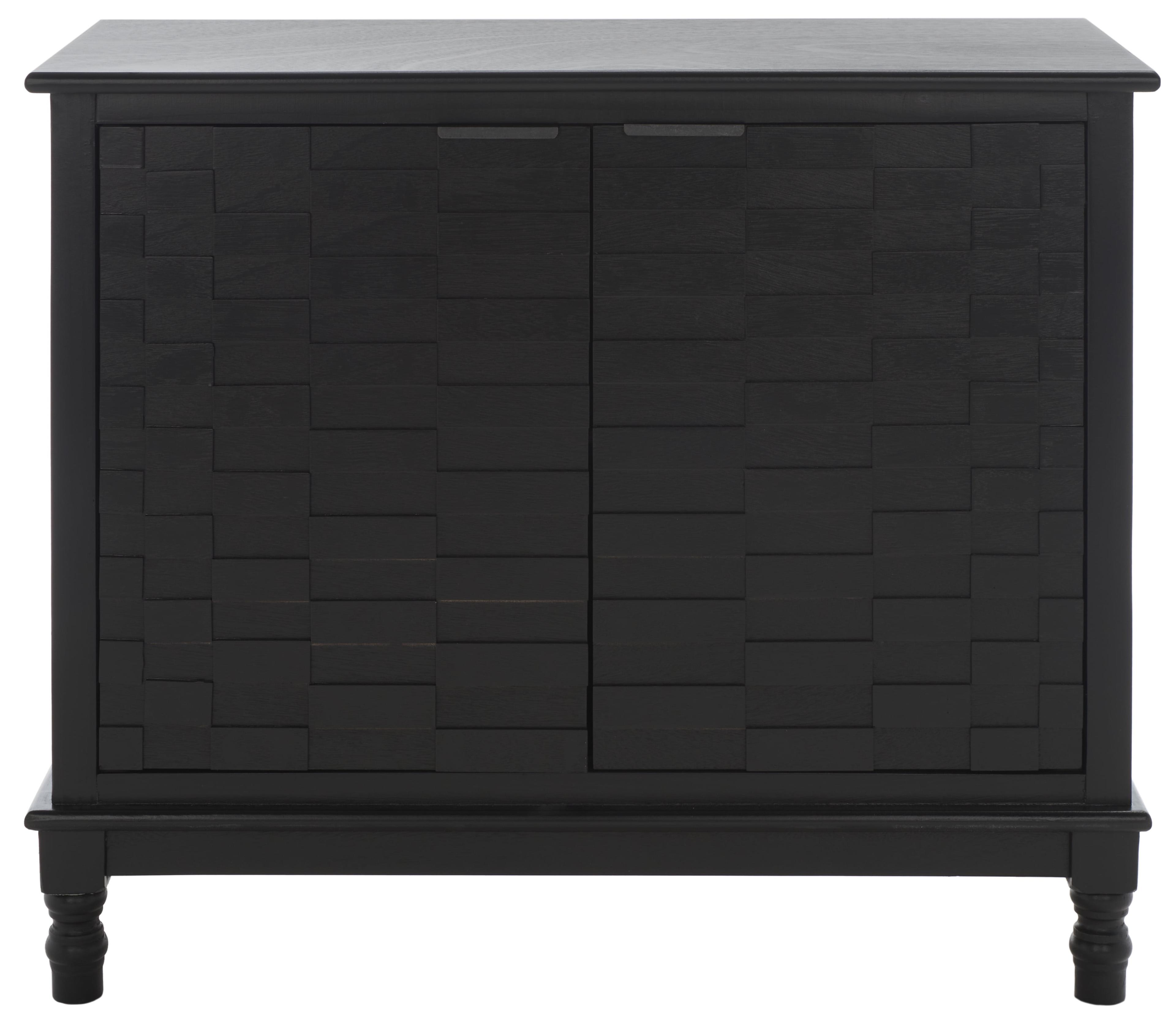 Malcolm 34'' Contemporary Black Basketweave Storage Console