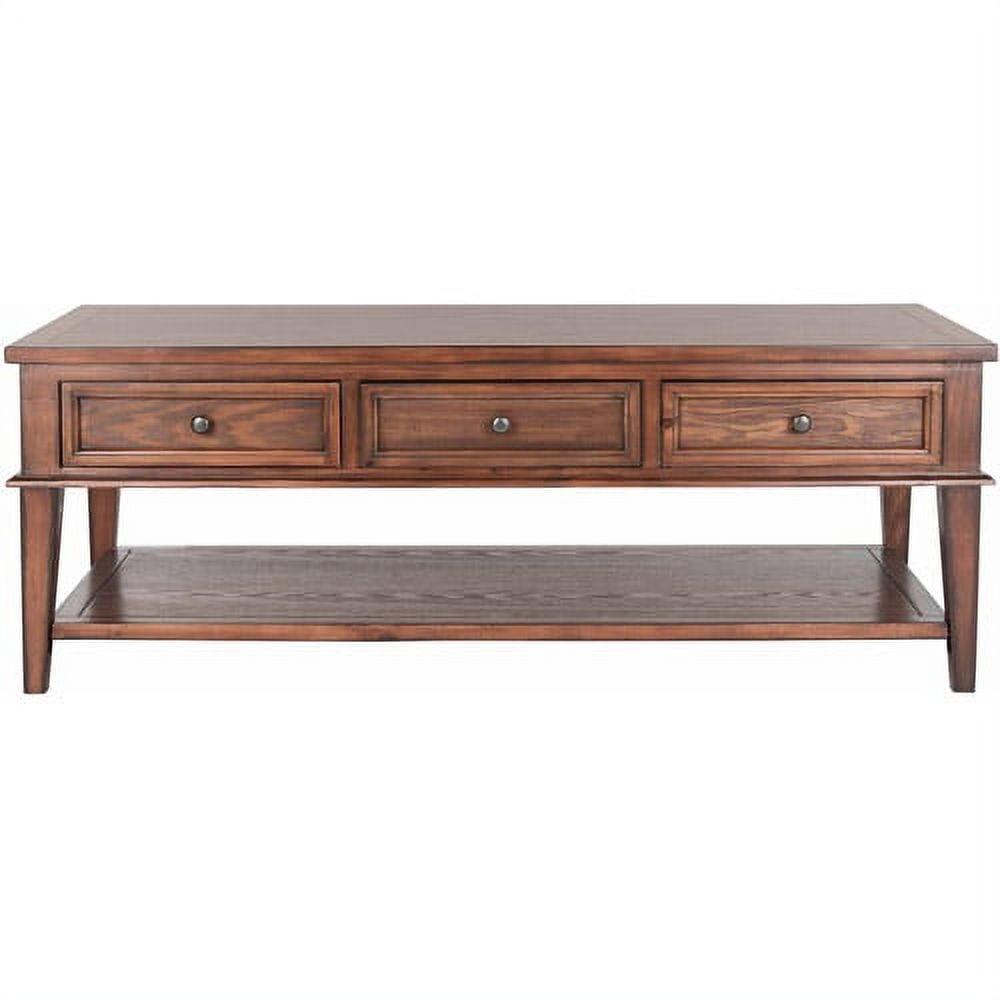 Transitional Sepia Brown Wood Coffee Table with 3 Drawers