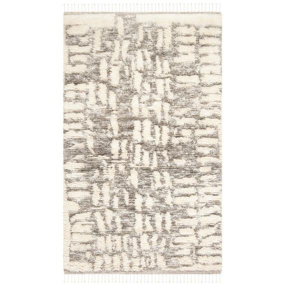 Manhattan MAN469 Hand Knotted Wool-Viscose Blend Area Rug - Ivory/Grey- 8' X 10' - Safavieh.