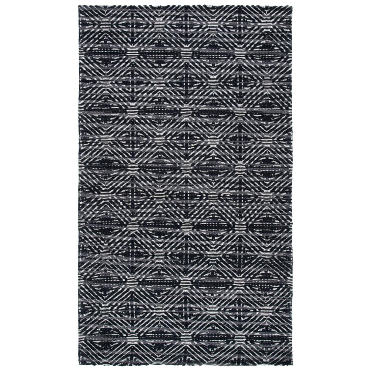 Marbella MRB451 Hand Loomed Area Rug - Black/Ivory - 6'x9' - Safavieh.