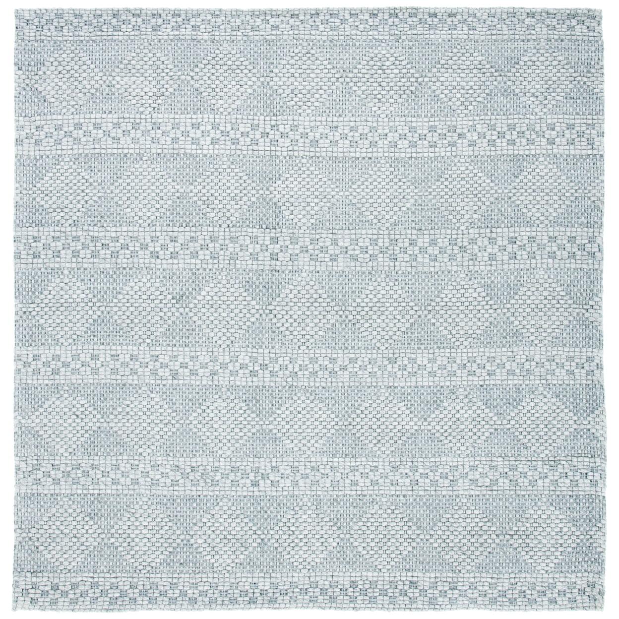 Elegant Handwoven Marbella 7' Square Gray Geometric Wool-Blend Rug