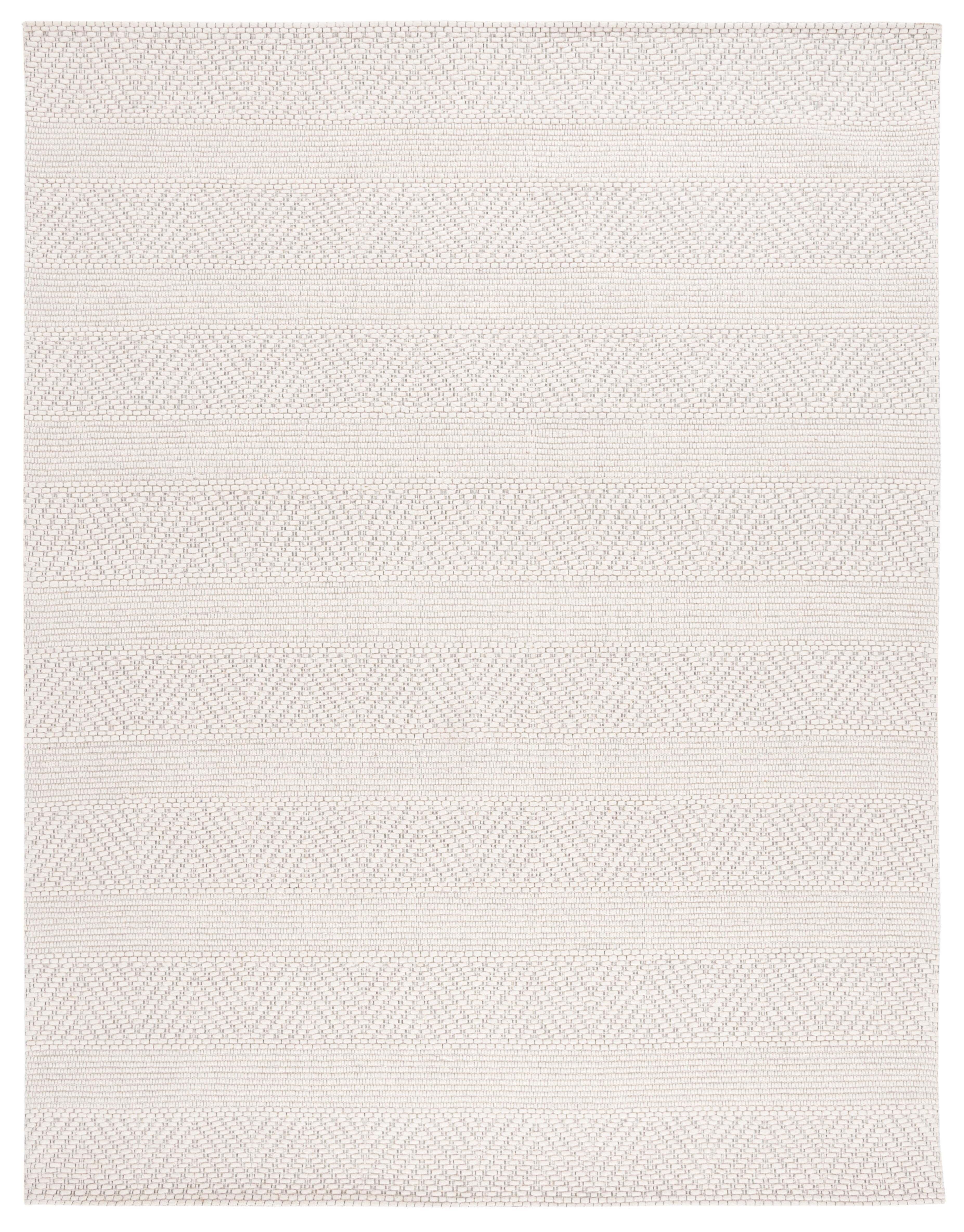 Ivory and Beige Handwoven Wool and Synthetic 8' x 10' Area Rug