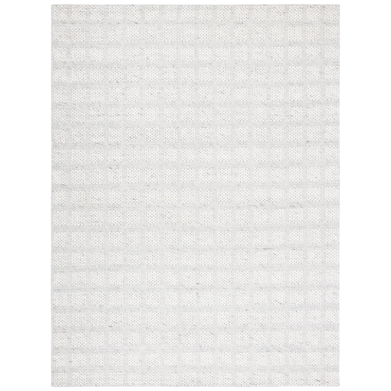 Gray and Beige Rectangular Wool Handwoven Area Rug, 8' x 10'