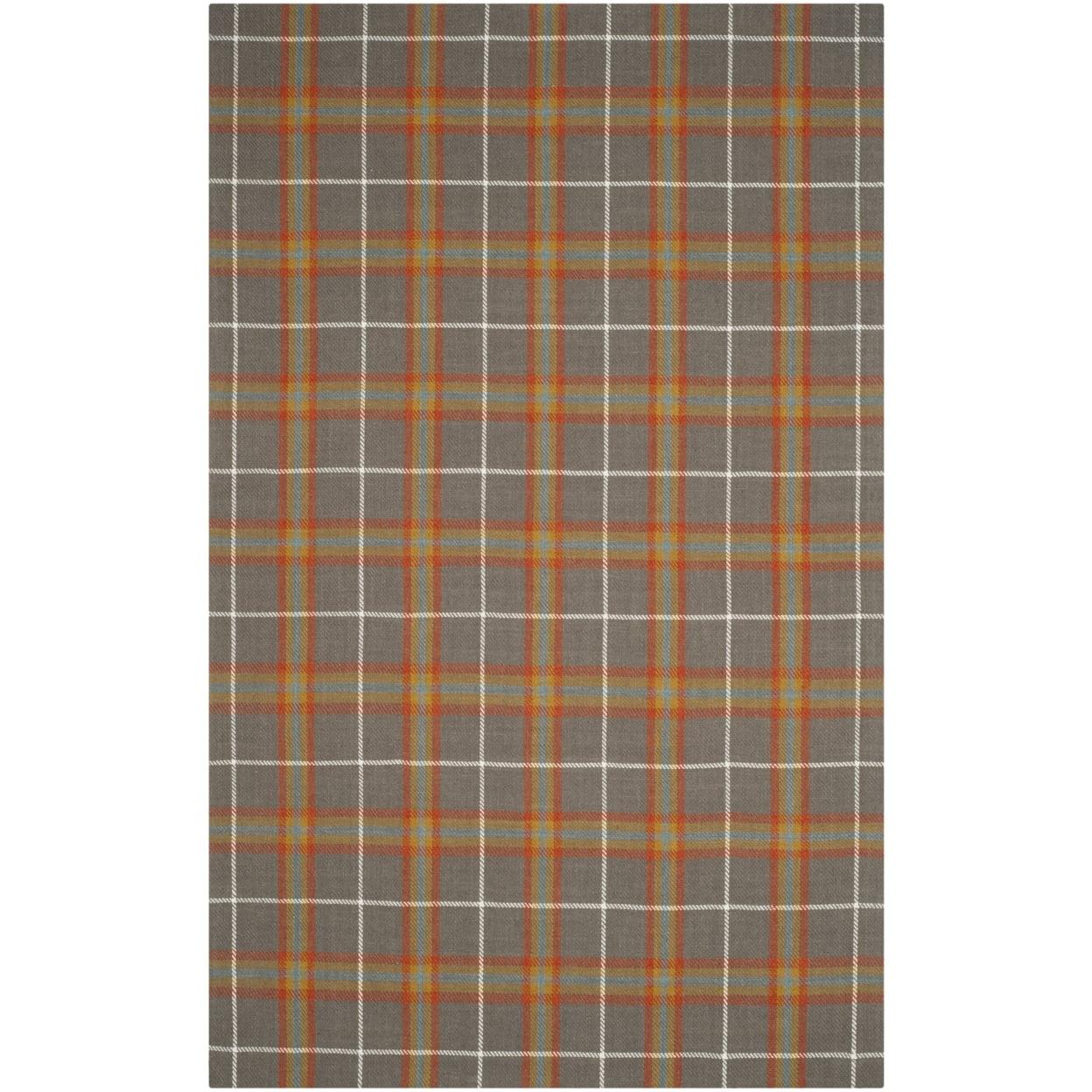 Marbella Gray and Orange Hand Loomed Wool Area Rug