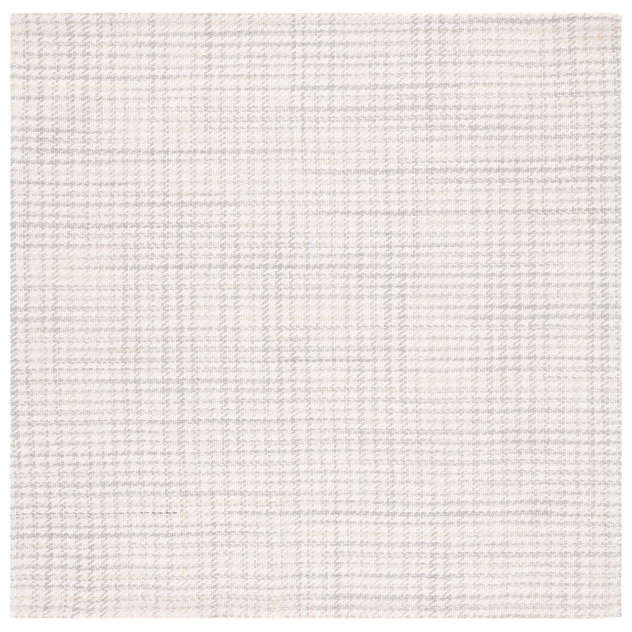 Elegant Gray & Ivory Handwoven Wool Square Rug - 6' x 6'