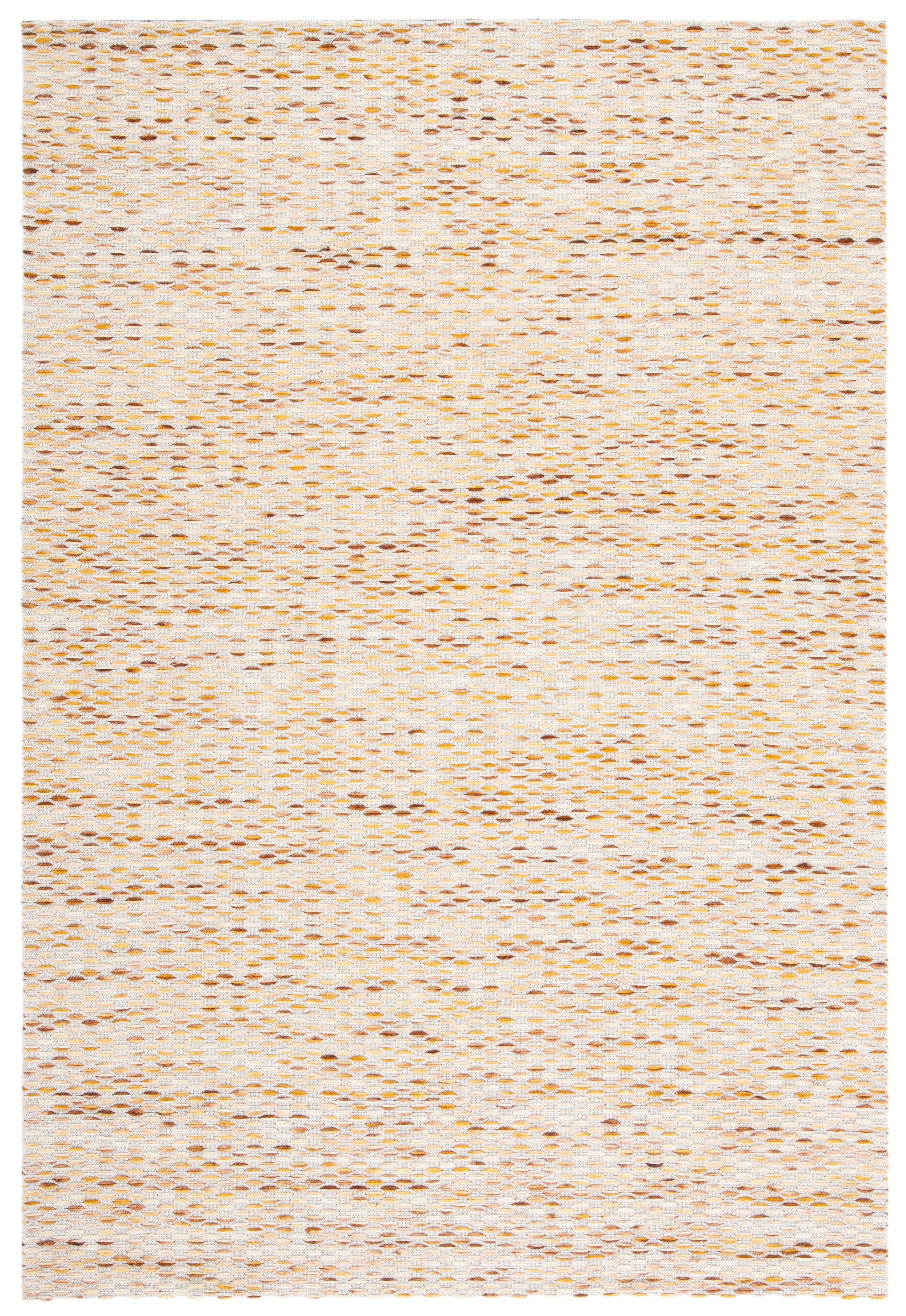 Yellow and Ivory Flat Woven Wool Area Rug, 6' x 9'