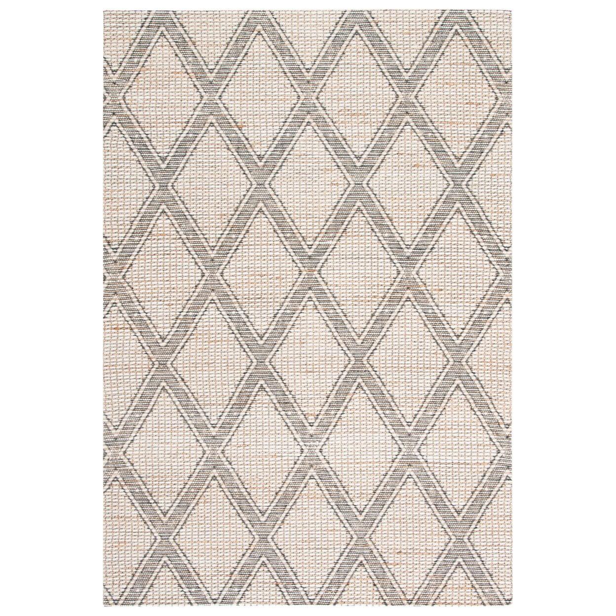 Ivory Diamond Flat Woven Round Wool Area Rug