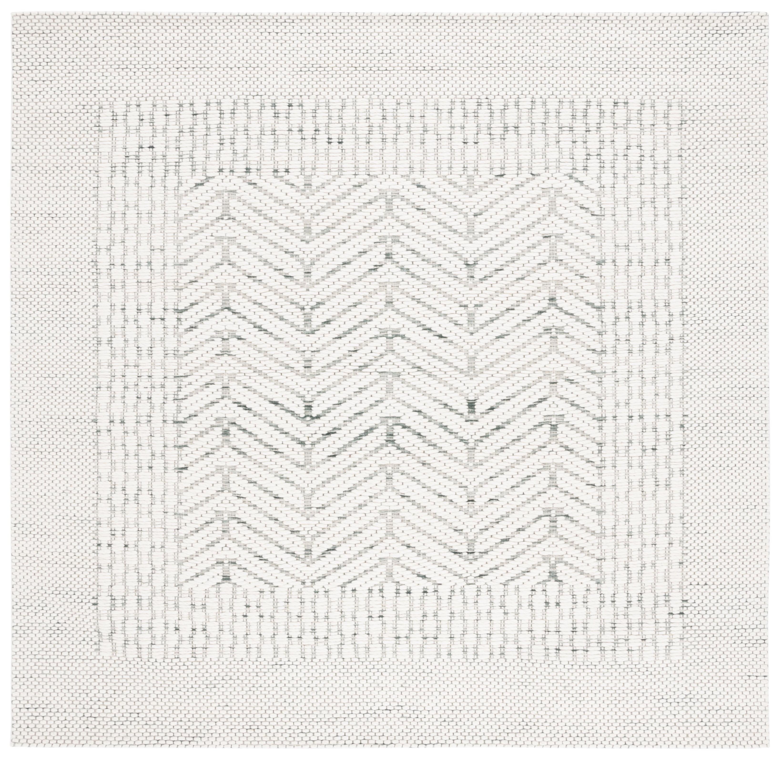 SAFAVIEH Marbella Marsan Bordered Area Rug, Ivory/Green, 6' x 6' Square